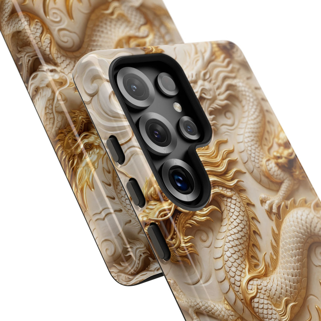 Dragon Relief Samsung Galaxy Case — Gold Carved Dragon Protective Cover