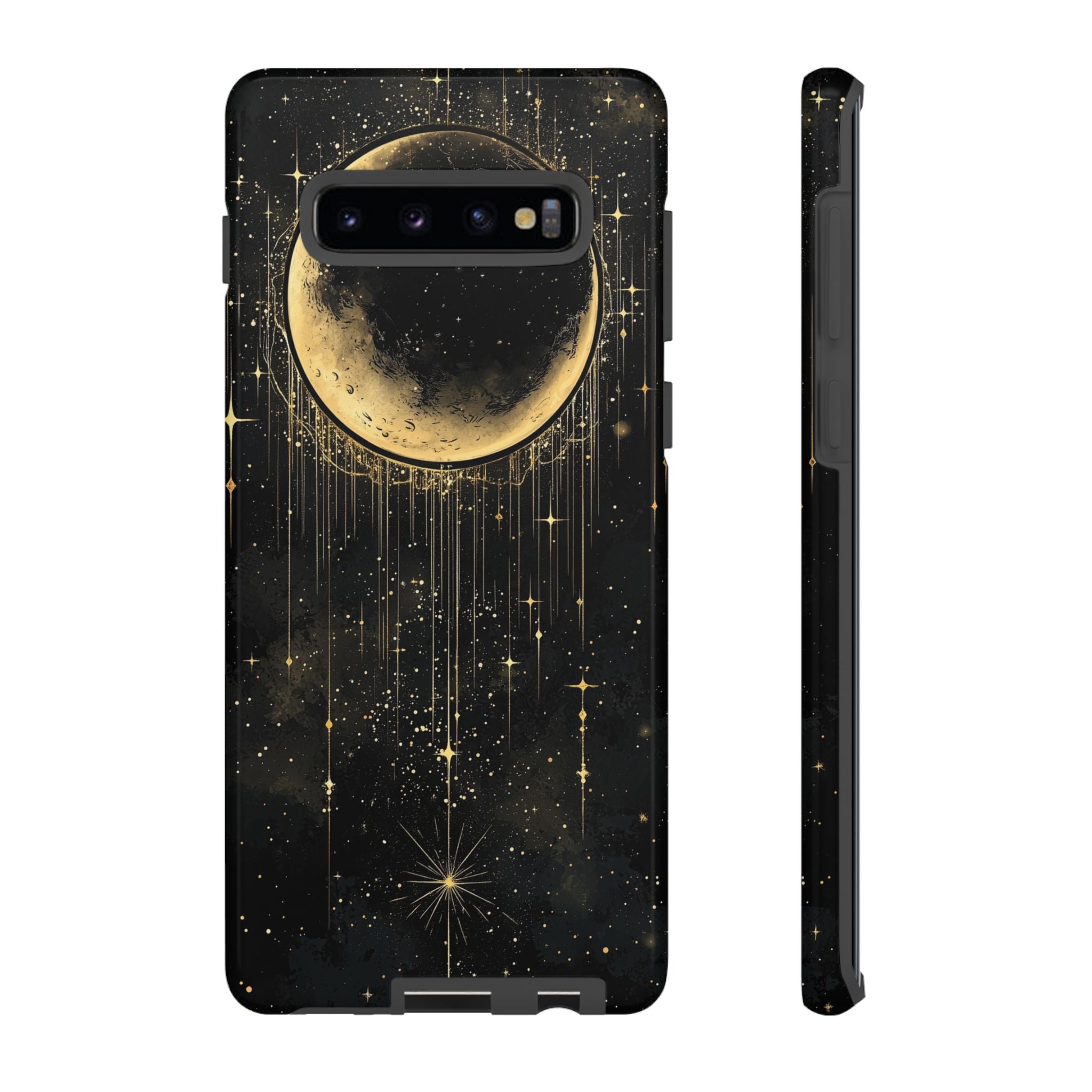 Moonlit Crescent Tough Samsung Galaxy Case | Gold Stars Night Sky