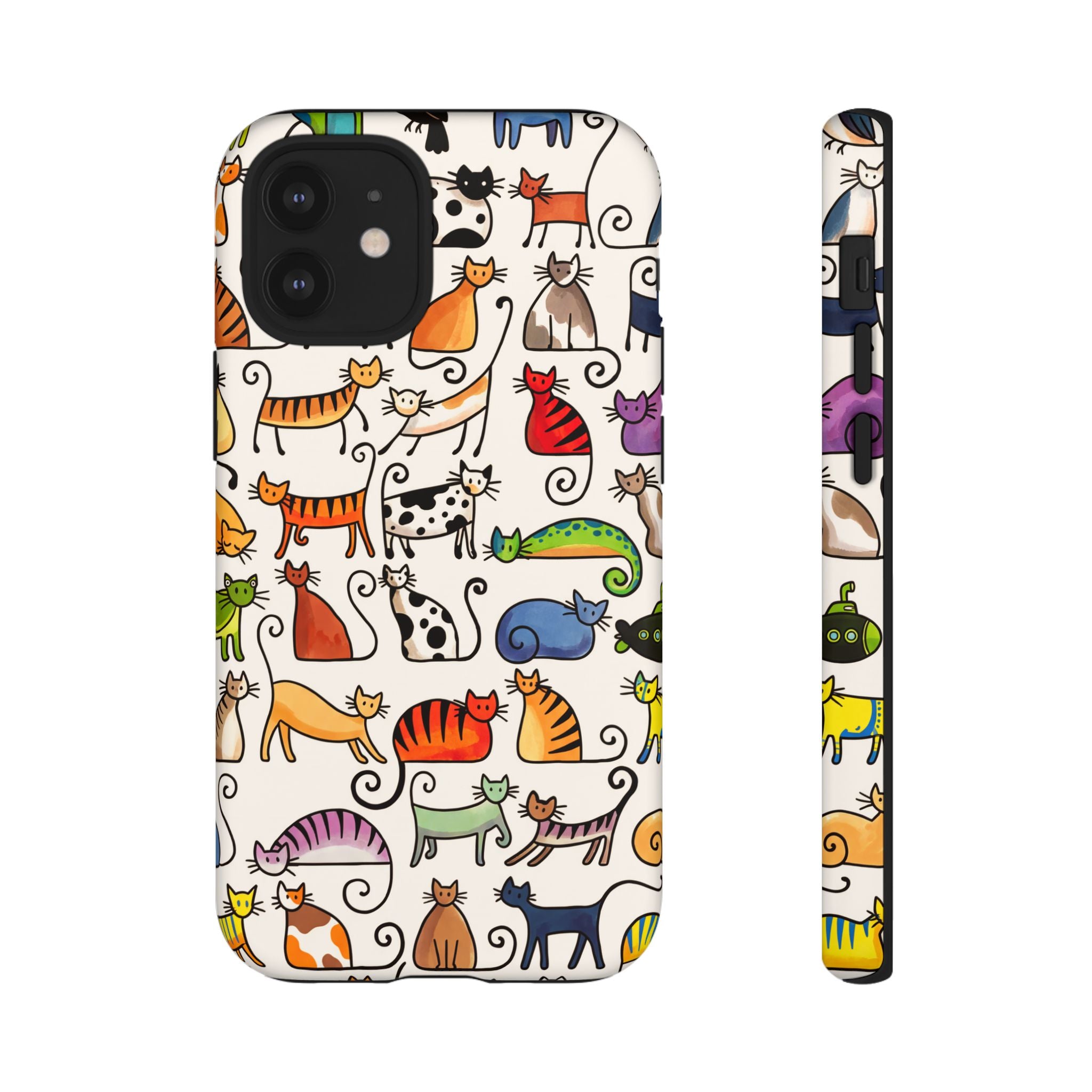 Cat Pattern Tough iPhone Case | Colourful Cartoon Cats