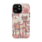 Artistic Cat MagSafe iPhone Case | Painter Kitty Illustration Tough Case