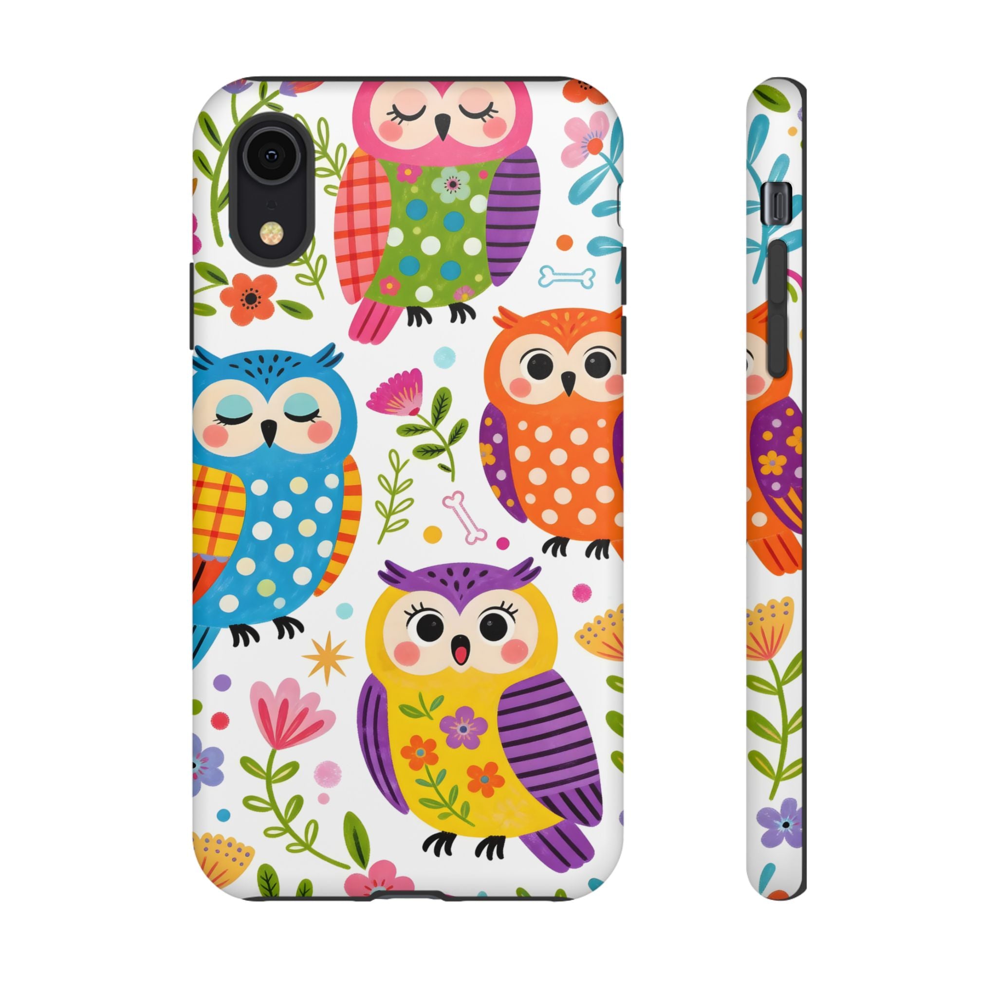 Cute Colorful Owls iPhone Case | Cute Owl Pattern Tough Case