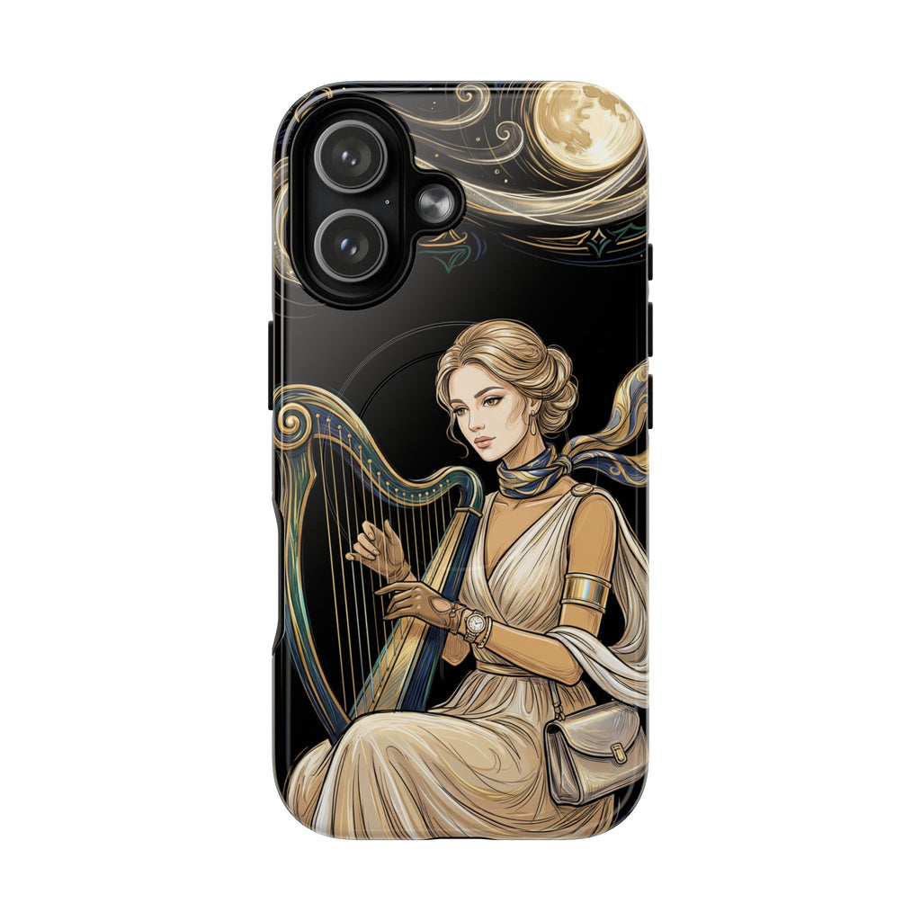 Moonlit Harp MagSafe iPhone Case | Vintage Goddess Musician Art