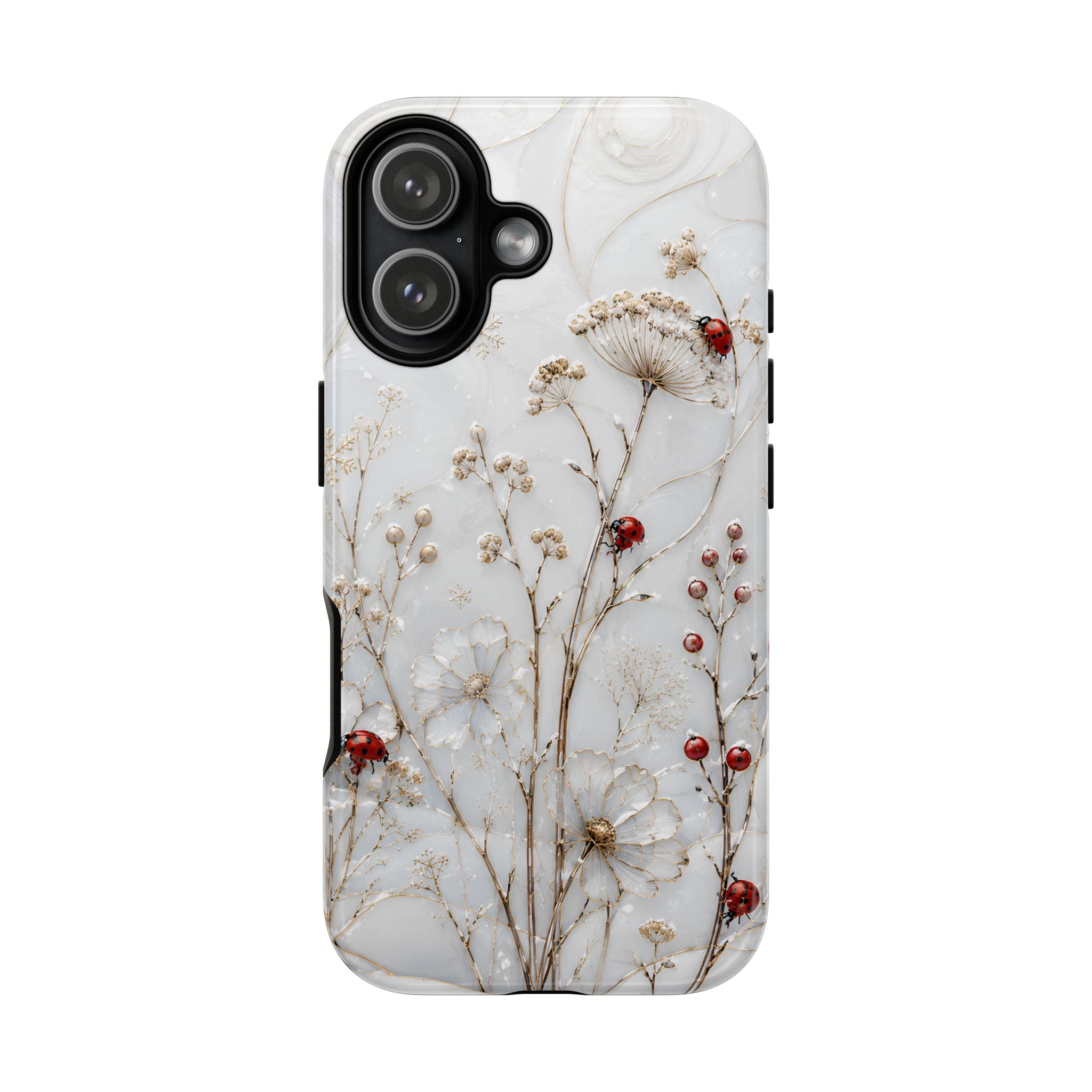 Ladybug Floral iPhone Case | White Flower iPhone Case