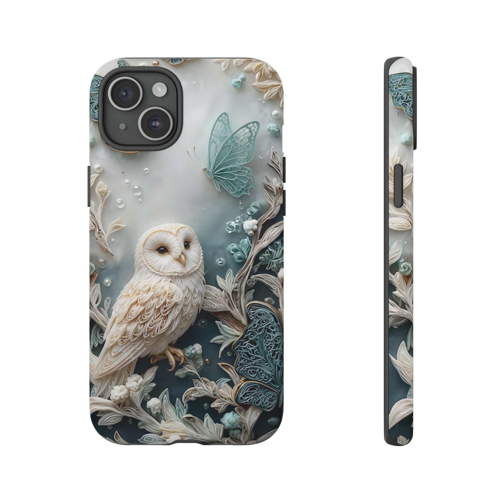 Barn Owl & Butterflies Tough iPhone Case
