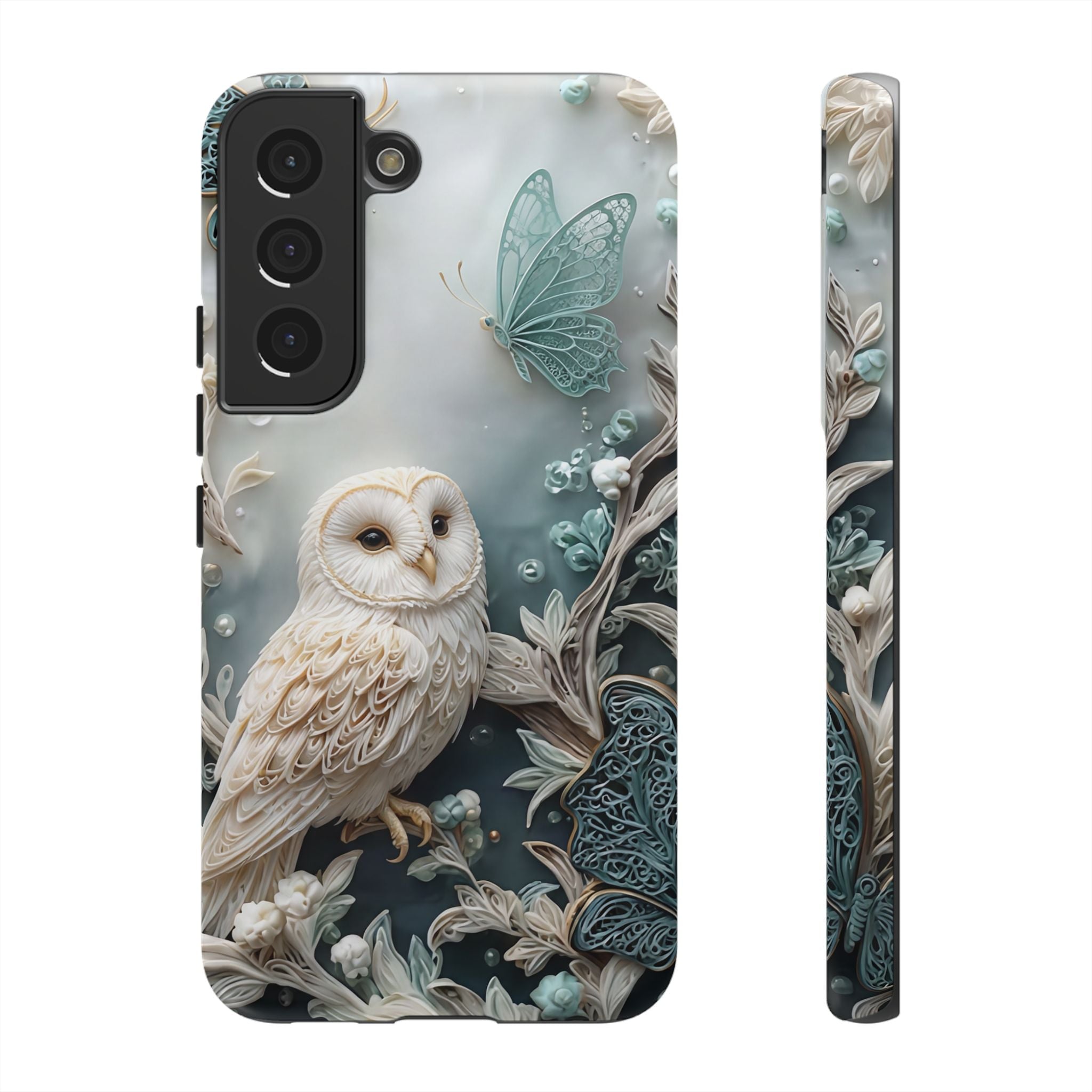 Barn Owl & Butterflies Tough Samsung Galaxy Case