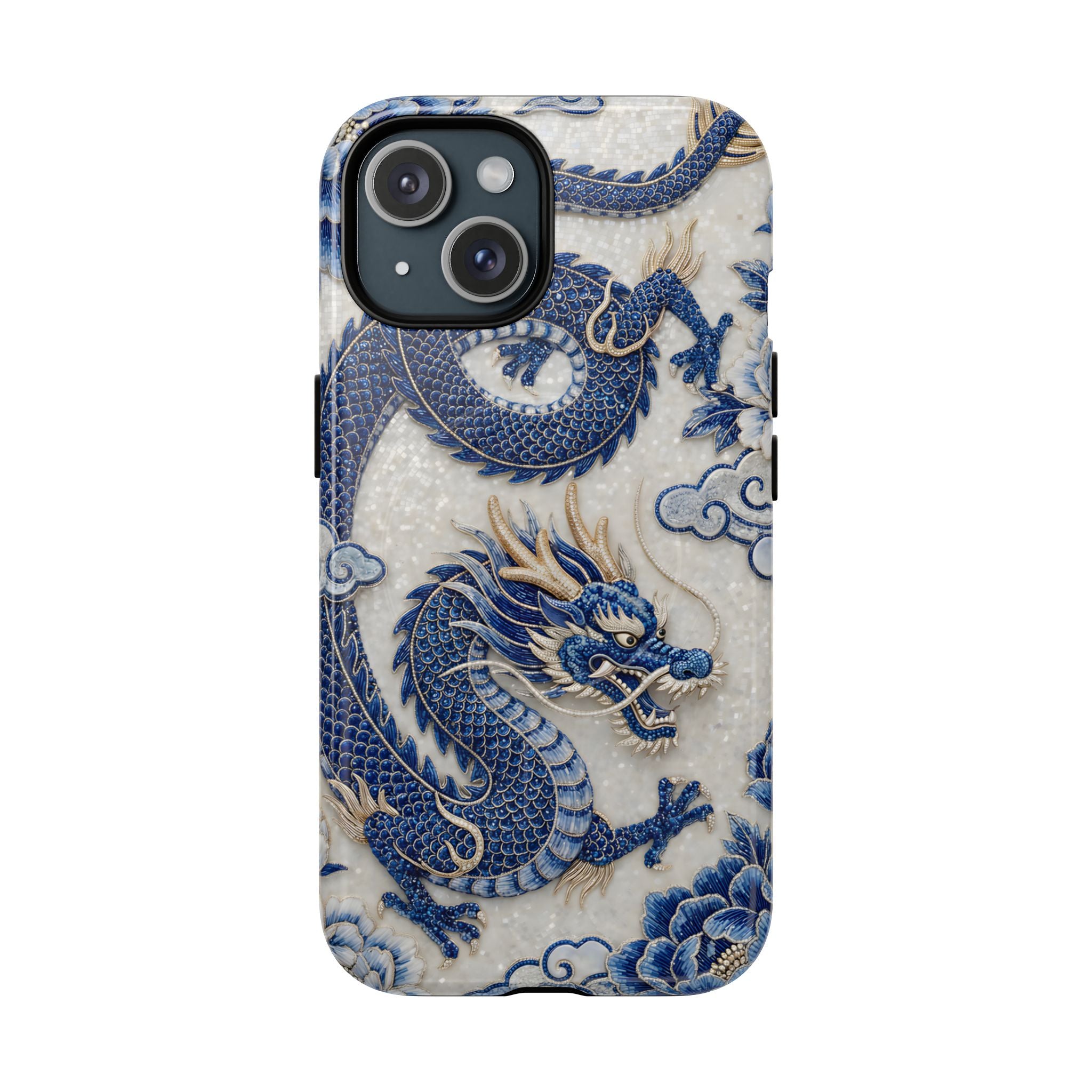 Asian Zodiac Dragon MagSafe iPhone Case V2 | Blue & White Porcelain Luxury Protective Case | Year of the Dragon Gift