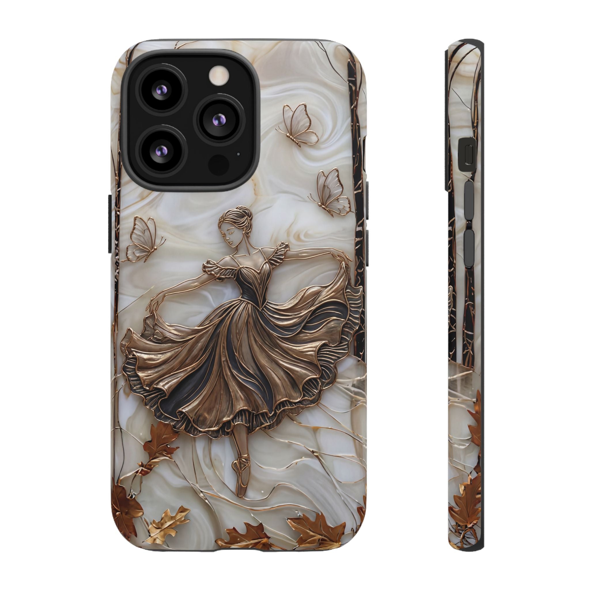 Elegant Bronze Ballerina Dance Design iPhone Case