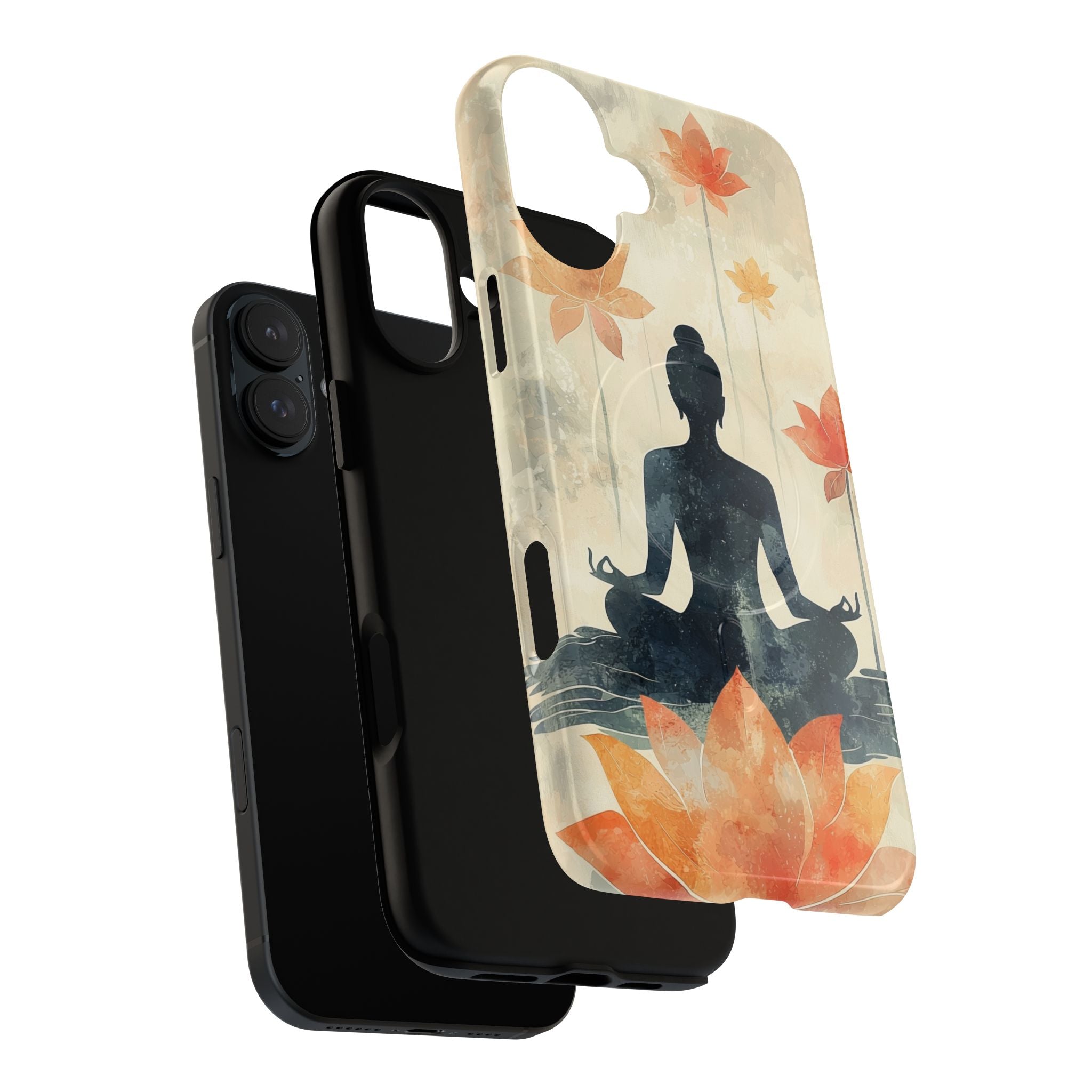 Custodia MagSafe per iPhone Yoga Lotus | Silhouette meditativa
