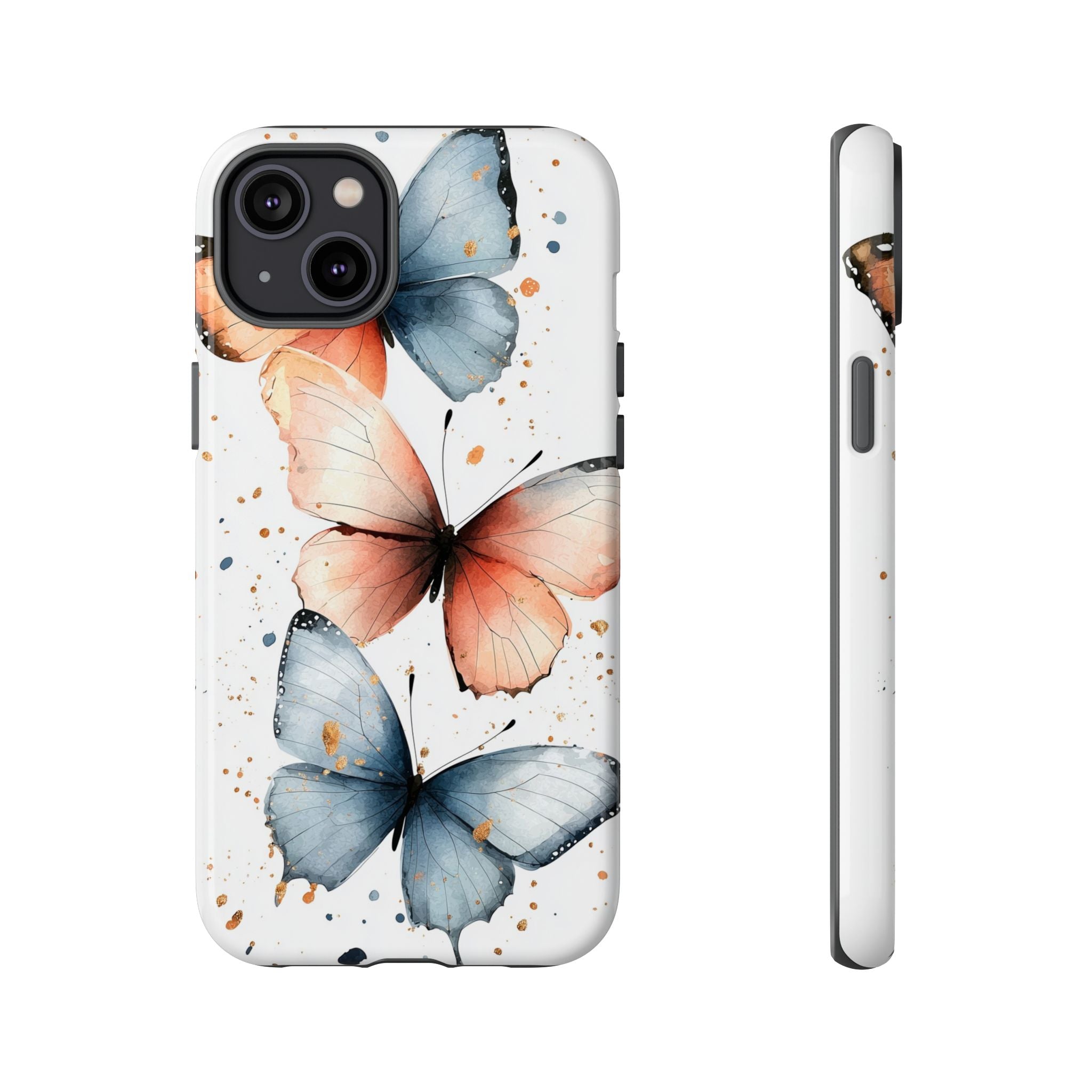 Watercolour Blue & Peach Butterfly Tough iPhone Case
