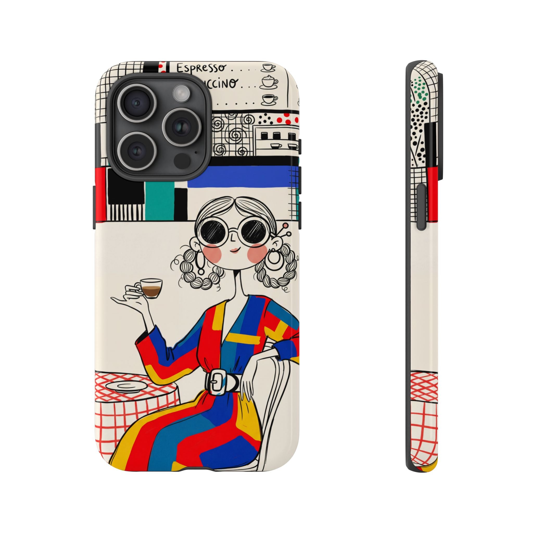 Retro Cafe iPhone Case | Colourful Chic Woman Illustration