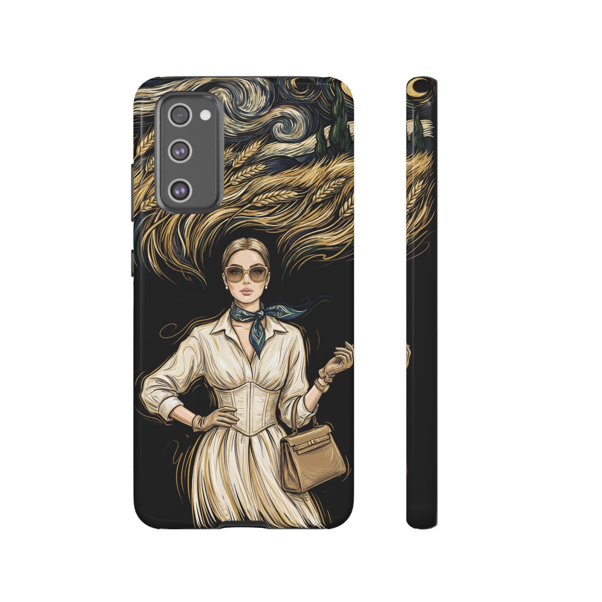 Vintage Elegance Samsung Galaxy Phone Case | Retro Woman with Flowing Golden Hair