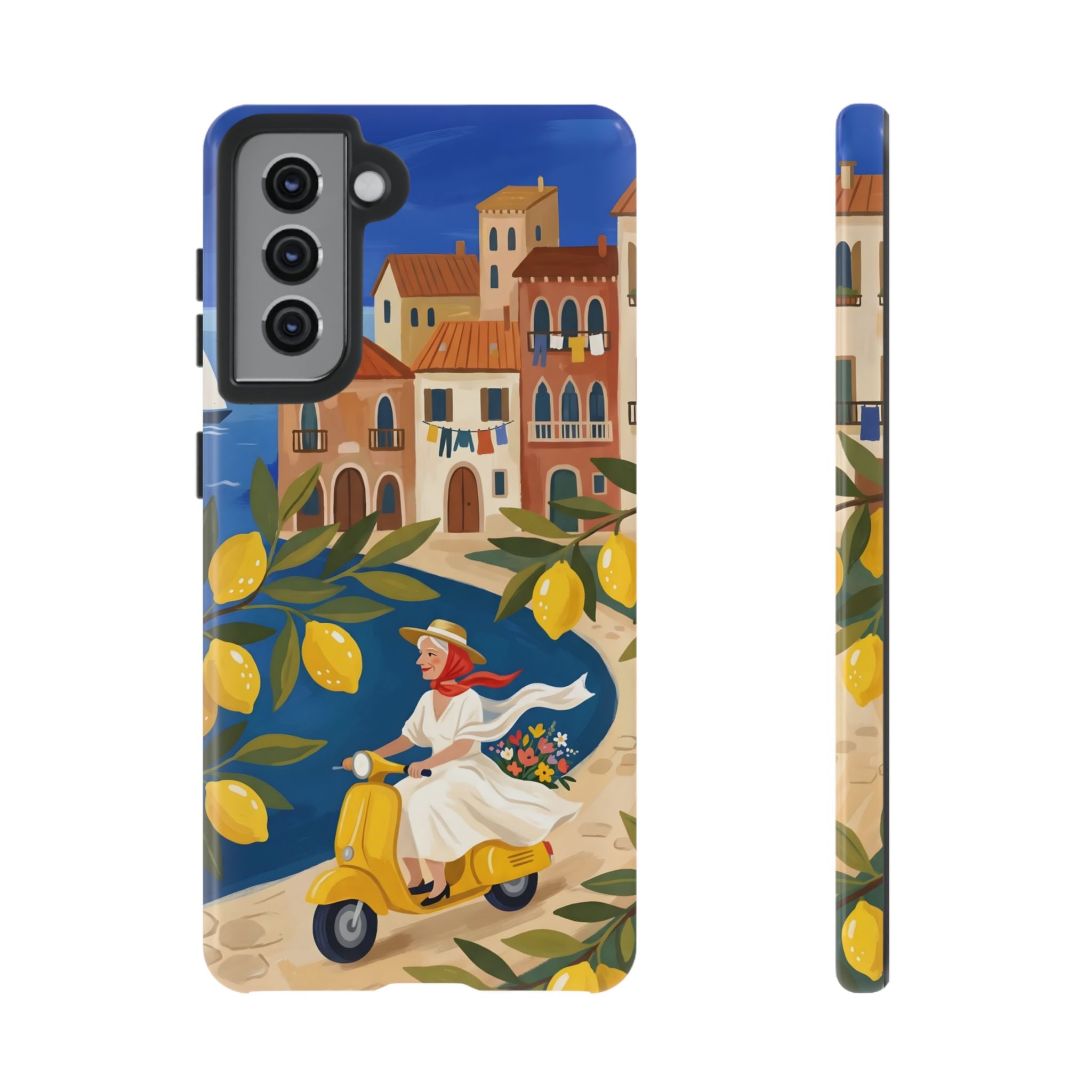 Lemon Coast Scooter Samsung Galaxy Phone Case | Mediterranean Vespa Travel Designn