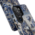 Blue Floral Wolf Tough Samsung Galaxy Phone Case | Moonlit Wolf Protective Cover