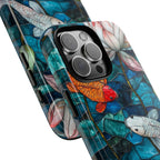 Koi Pond Tough iPhone Case — Stained Glass Lotus & Koi Design