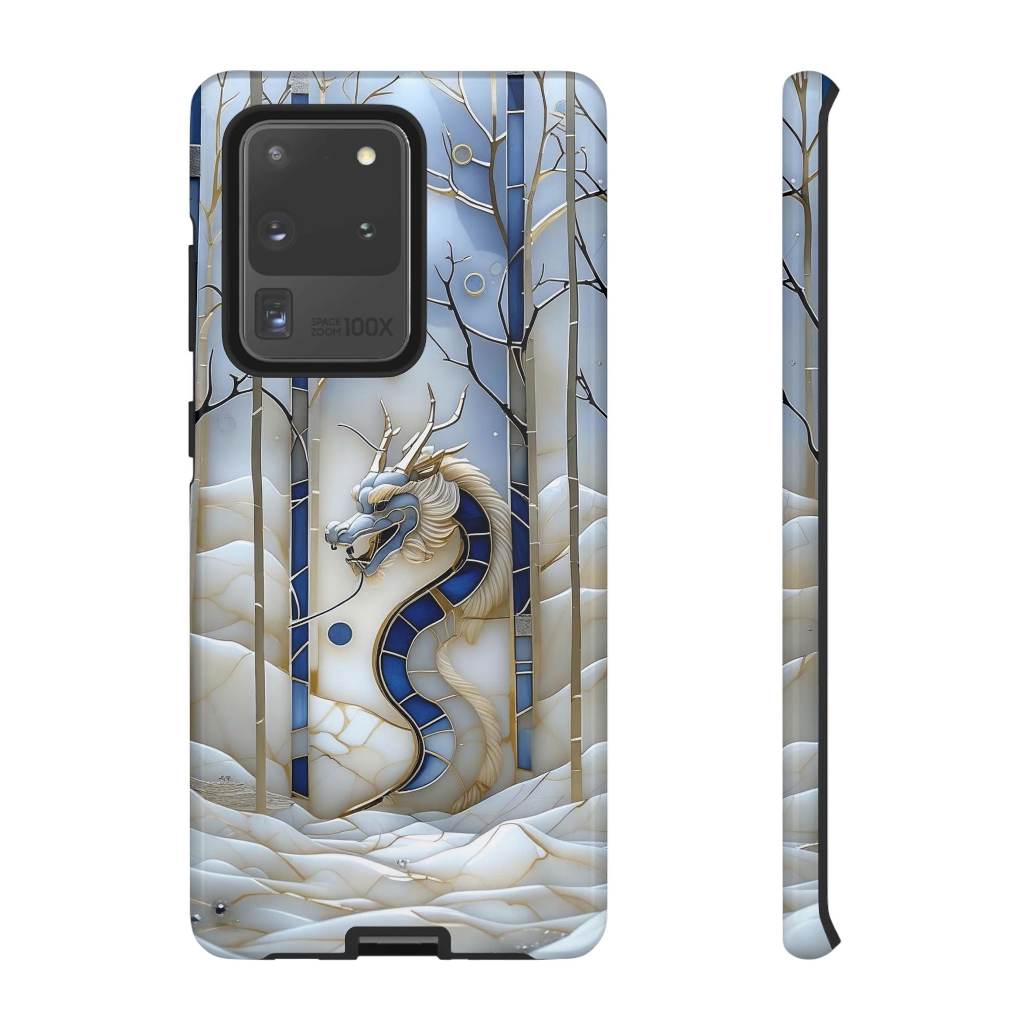 Dragon Stained Glass Samsung Galaxy Case — Blue Winter Forest Protective Cover