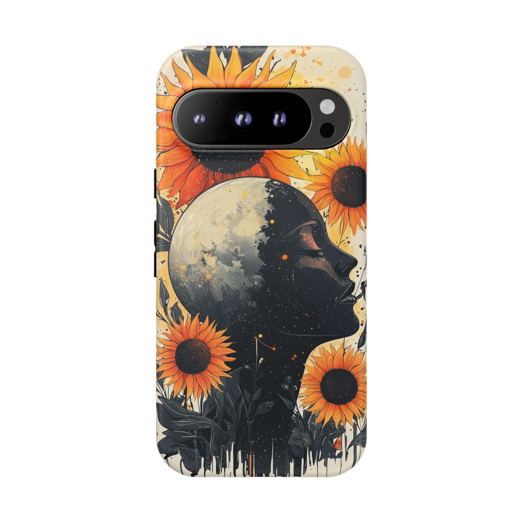 Sunflower Moon Art Google Pixel Case | Floral Celestial
