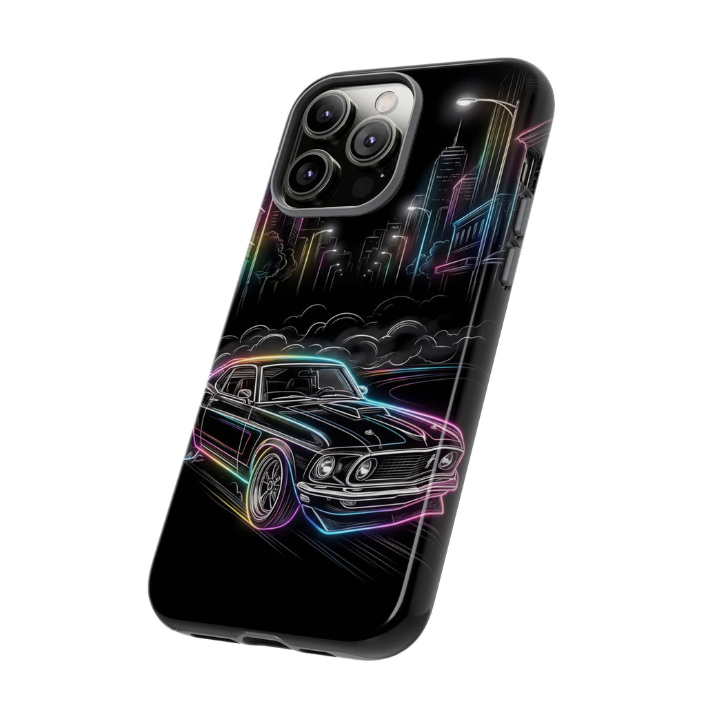 Neon Muscle Car iPhone Case | Retro City Nightscape