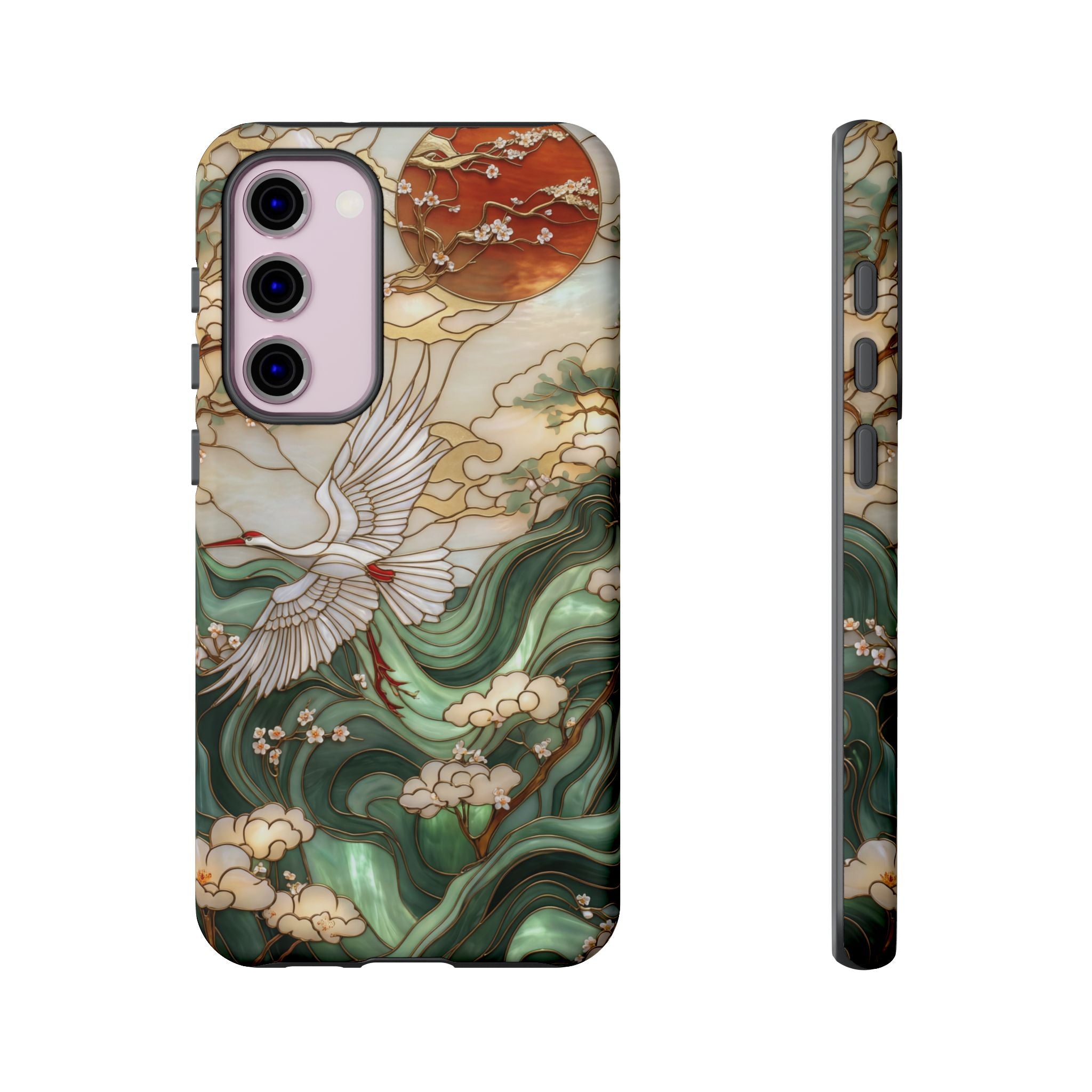 Cranes & Waves Protective Samsung Galaxy Case | Japanese-Inspired Art Phone Cover