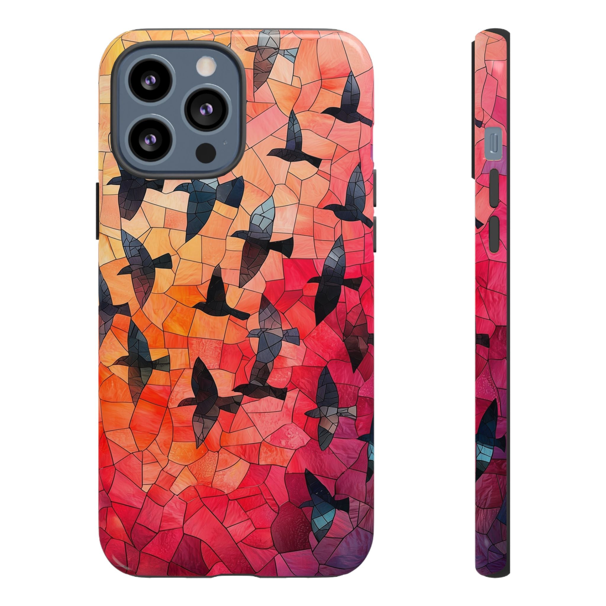 Stained Glass Mosaic Sunset Birds iPhone Case