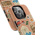 Rome Italy Travel Tough iPhone Case | Terracotta Scrapbook Sticker Cover