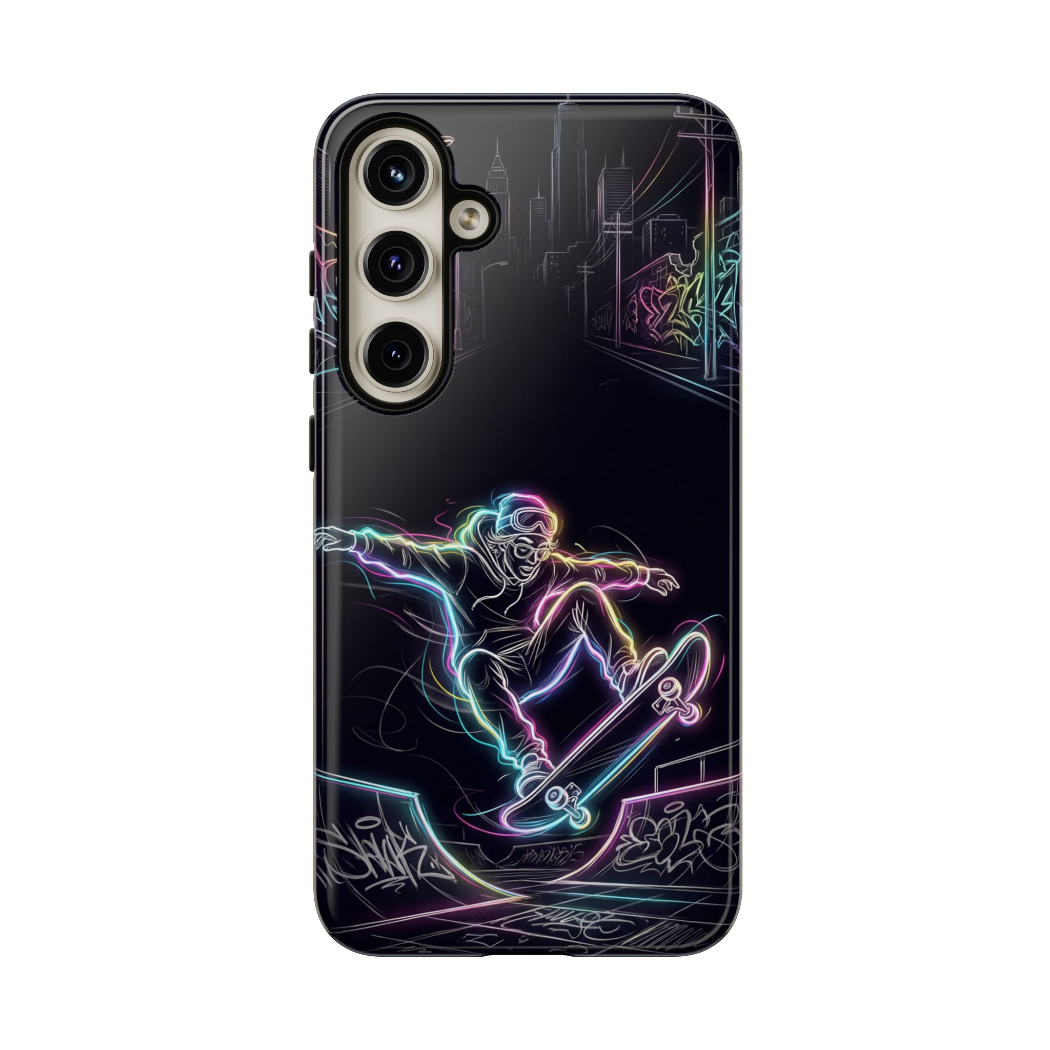 Neon Skateboard Samsung Galaxy Phone Case | Glow Skatepark Protective Cover