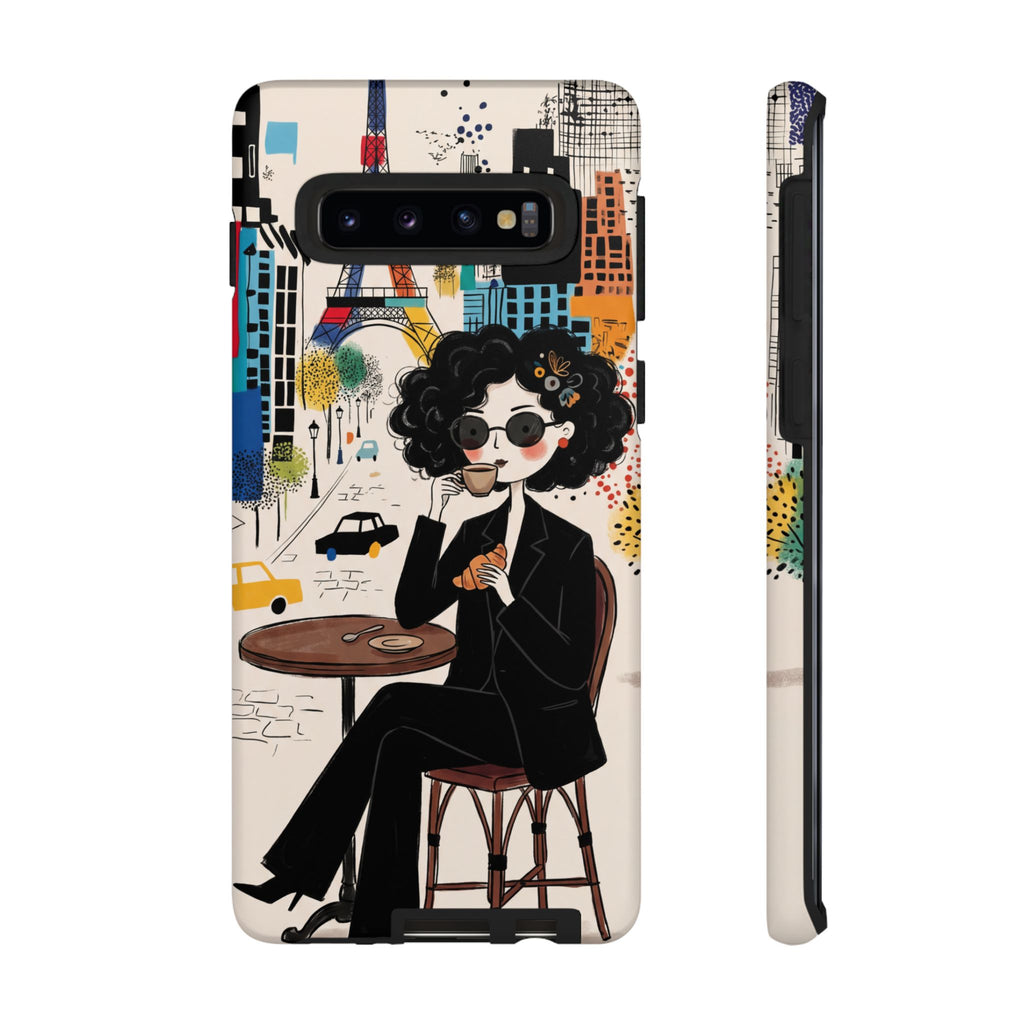 Paris Cafe Chic Samsung Galaxy Phone Case | Stylish Woman Illustration iPhone Cover