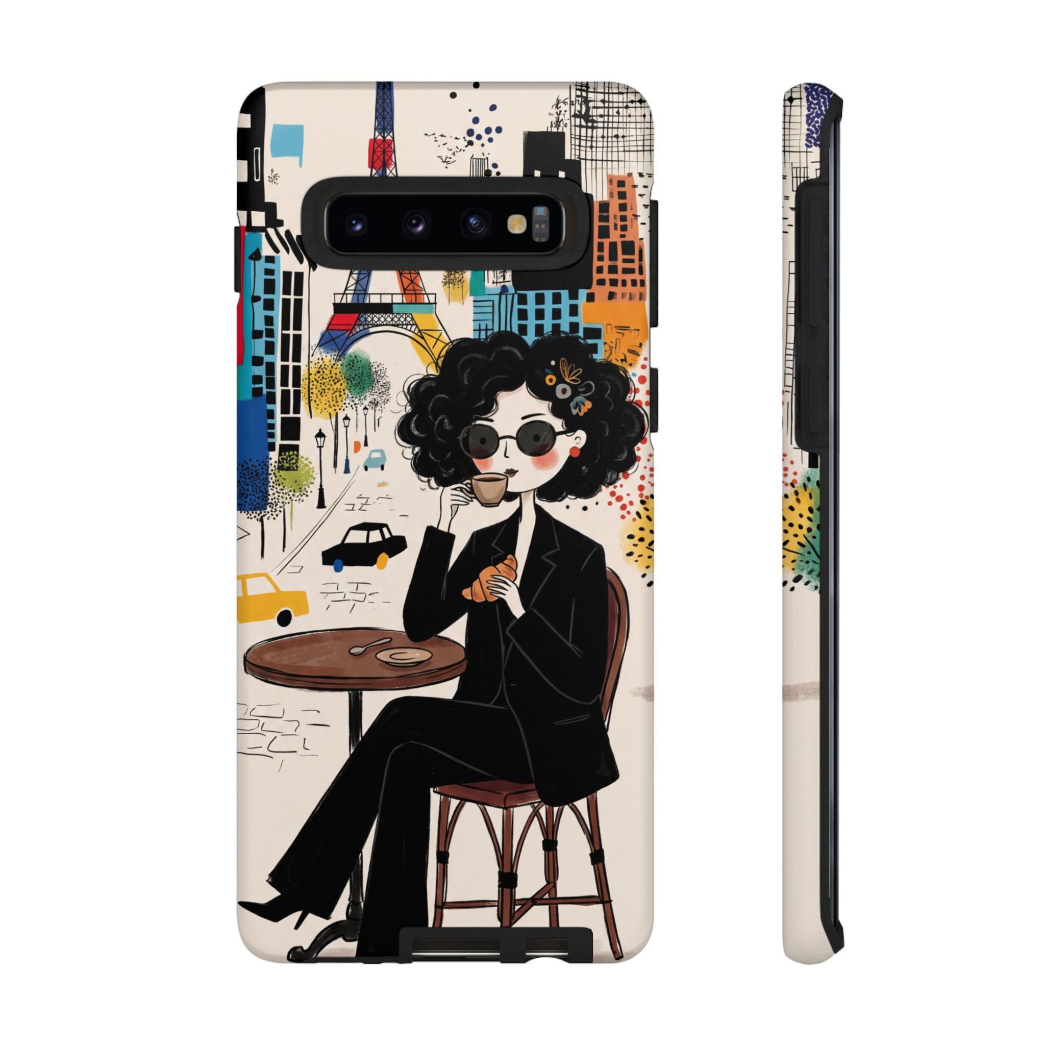Paris Cafe Chic Samsung Galaxy Phone Case | Stylish Woman Illustration iPhone Cover