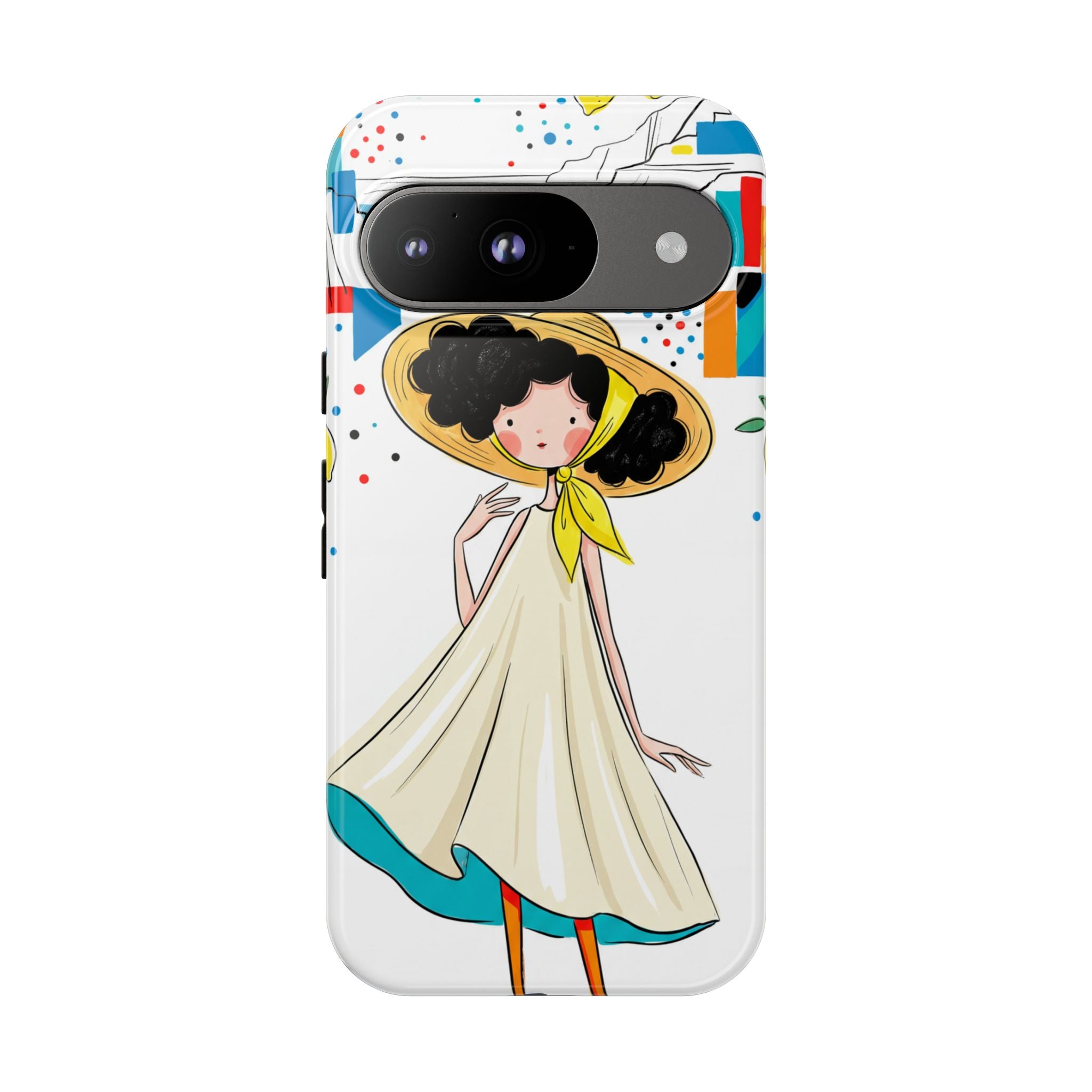 Graziosa custodia per Google Pixel con ragazza estiva | Custodia protettiva con illustrazione costiera stravagante