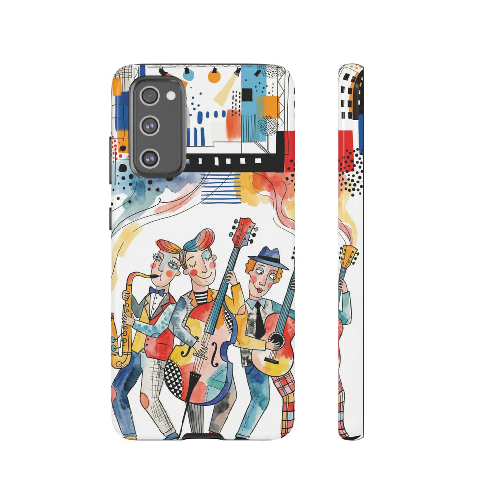 Custodia per Samsung Galaxy Illustrata Trio Musicale | Cover Colorata con Band Jazz