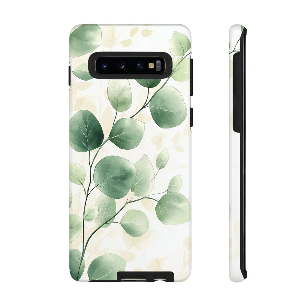 Botanical Eucalyptus Tough Samsung Galaxy Phone Case | Green Watercolour Leaf