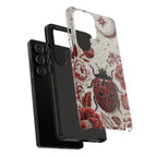 Ladybug Floral Samsung Galaxy Phone Case | Vintage Red Beetle Protective Tough Case