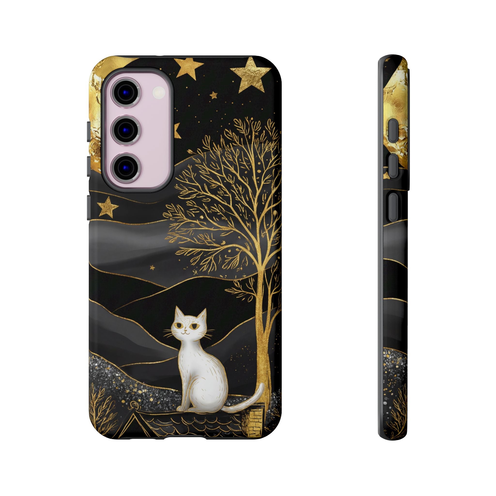 Gold Moon & Celestial Cat Samsung Galaxy Case