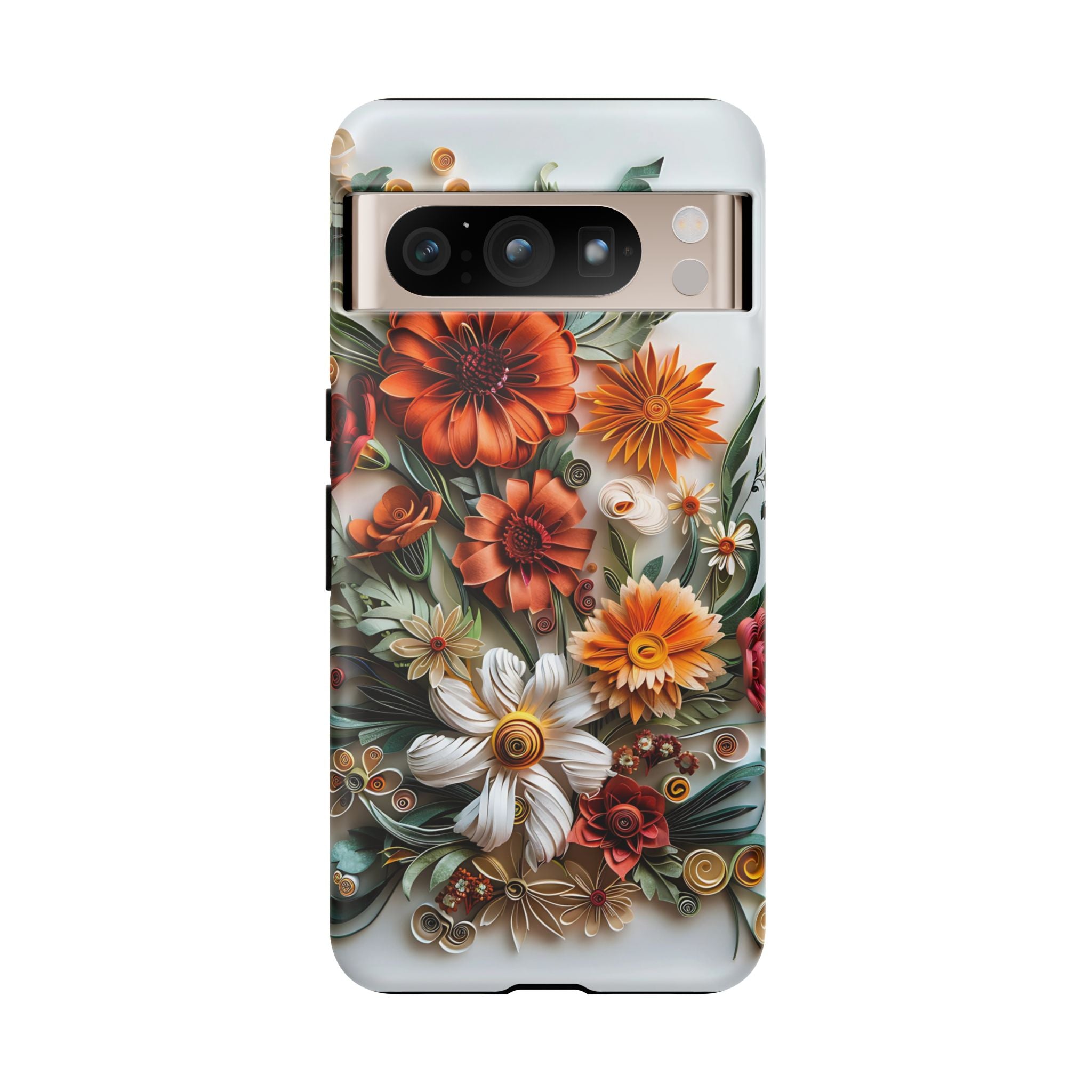 Floral Quilling Tough Google Pixel Case — Orange Daisy