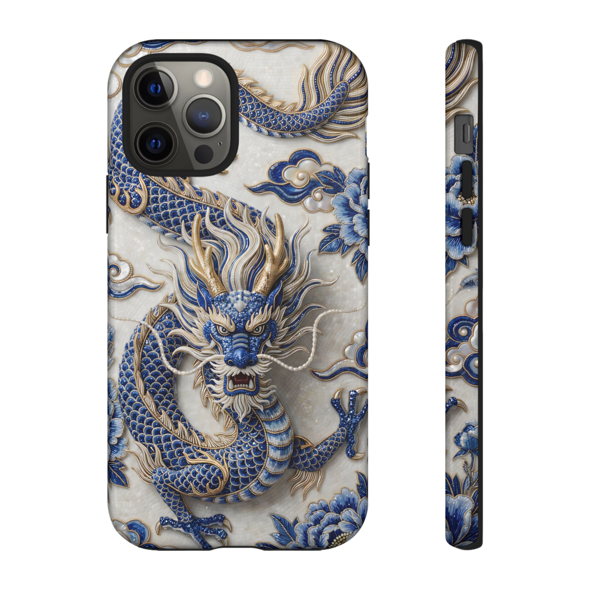 Asian Zodiac Dragon iPhone Case | Blue & White Porcelain Luxury Protective Case | Year of the Dragon Gift