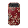 Cover Resistente Colibrì Floreale | Custodia Vintage Rossa per iPhone