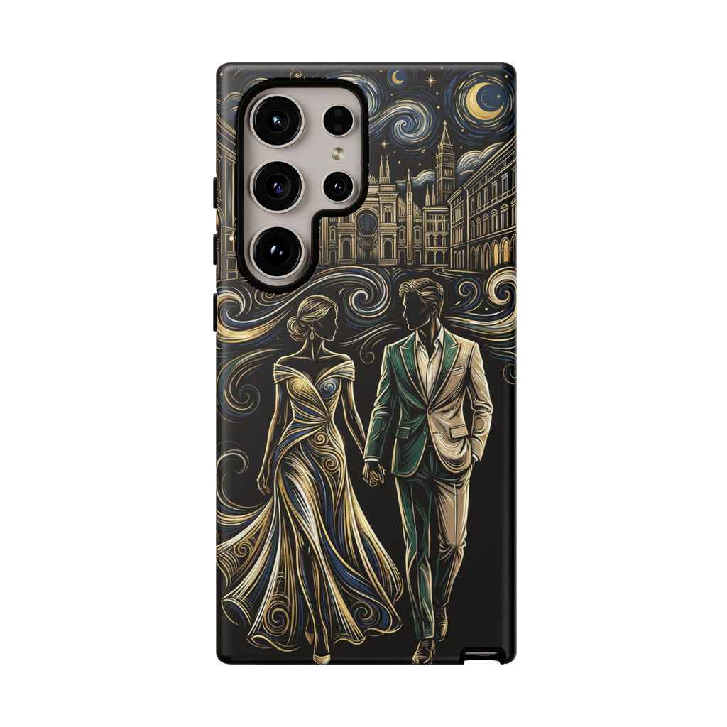 Romantic Night Walk Samsung Galaxy Phone Case | Elegant Couple Art