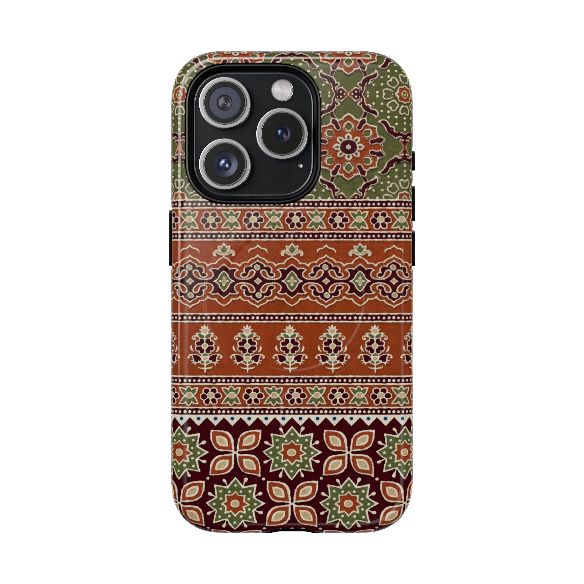 Batik Floral Protective Tough MagSafe iPhone Case