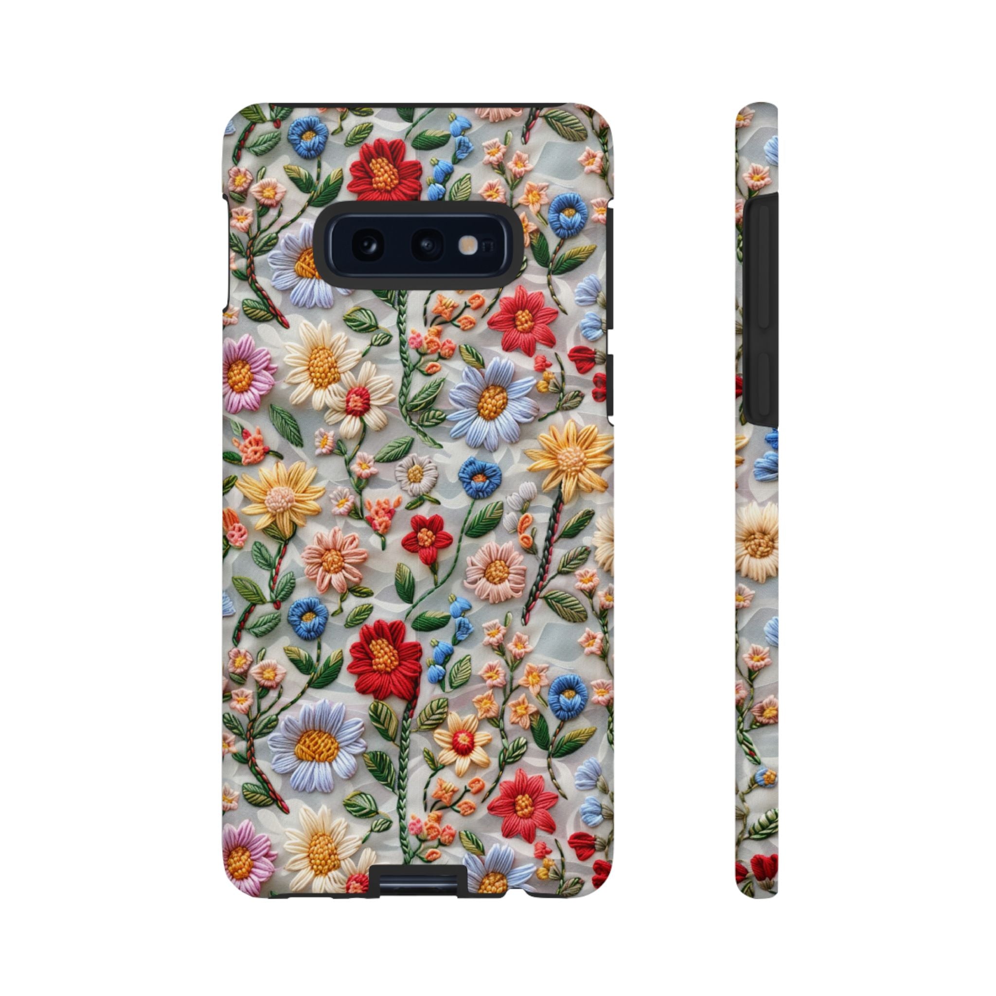 Floral Embroidered Pattern Tough Samsung Galaxy Case — Colourful Daisy & Wildflower Design