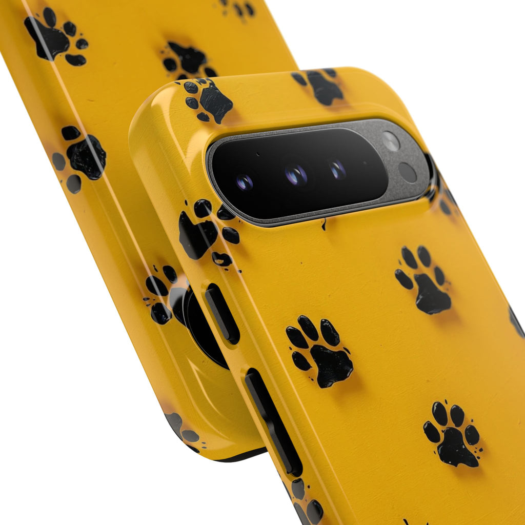 Yellow Paw Print Tough Google Pixel Case — Protective Dog & Cat Lover Cover