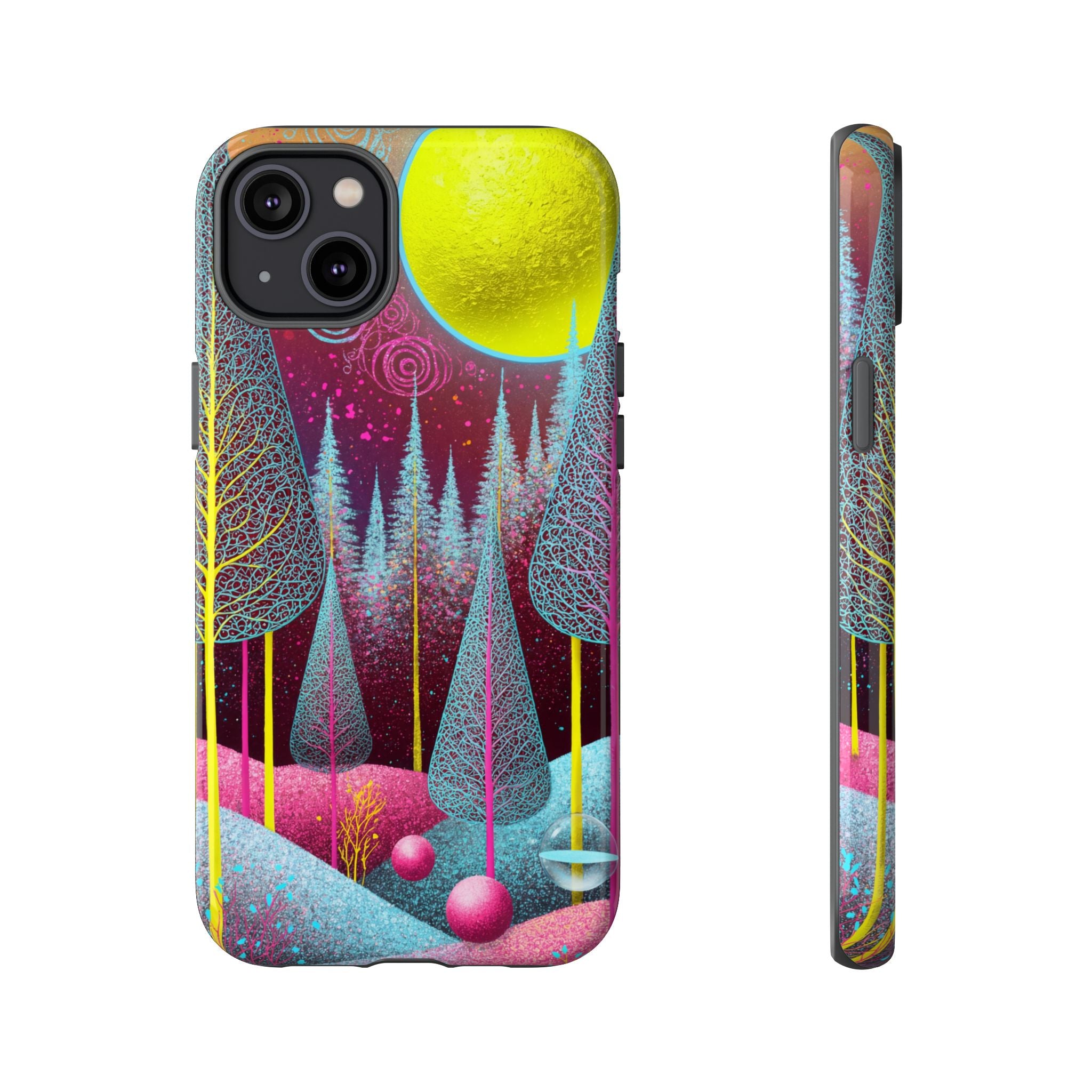 Neon Dreamscape Forest iPhone Case