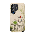 Cute Cat Tea Time Samsung Galaxy Phone Case | Kawaii Kitten with Apple Design