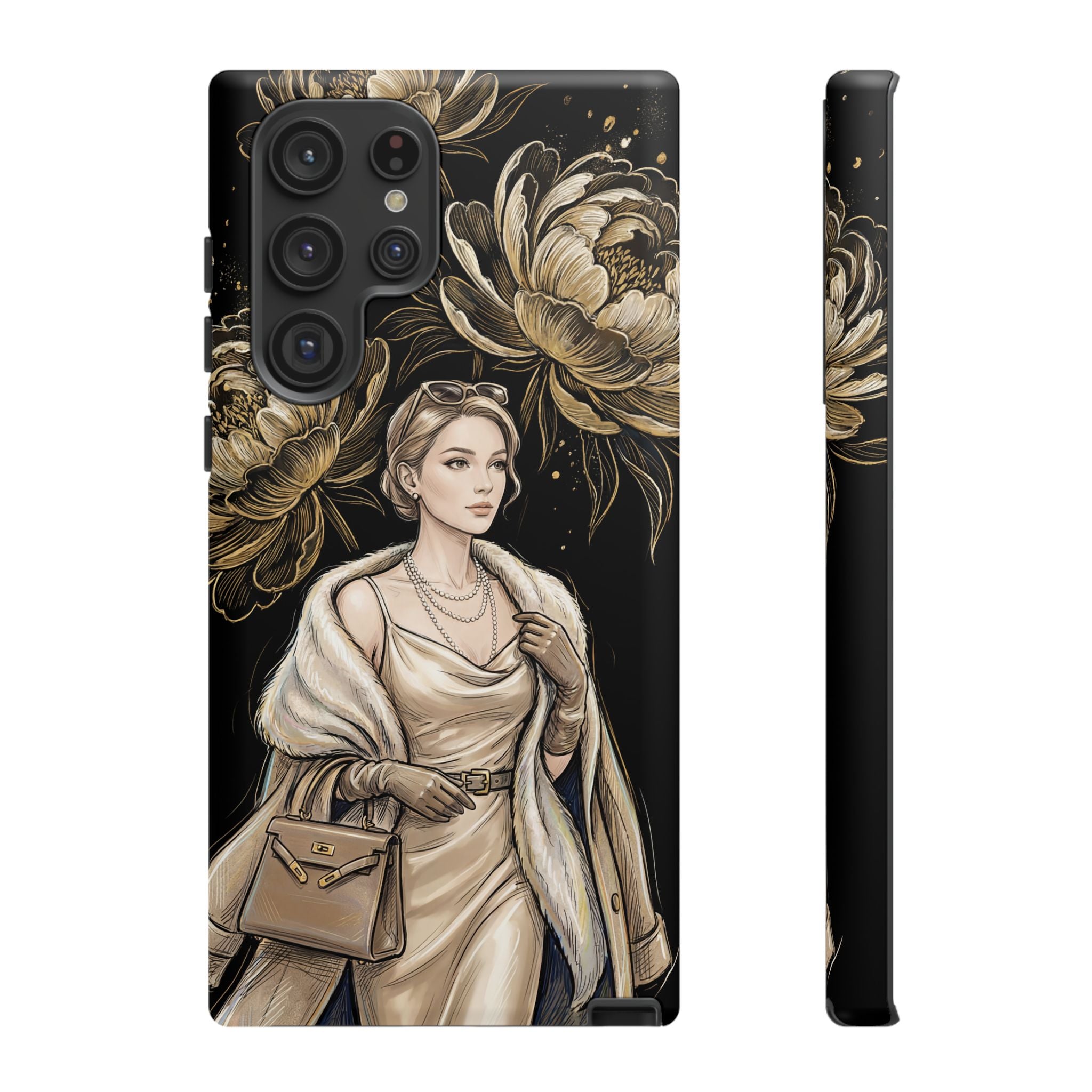 Elegant Vintage Lady Floral Samsung Galaxy Phone Case | Chic Protective Cover for Women