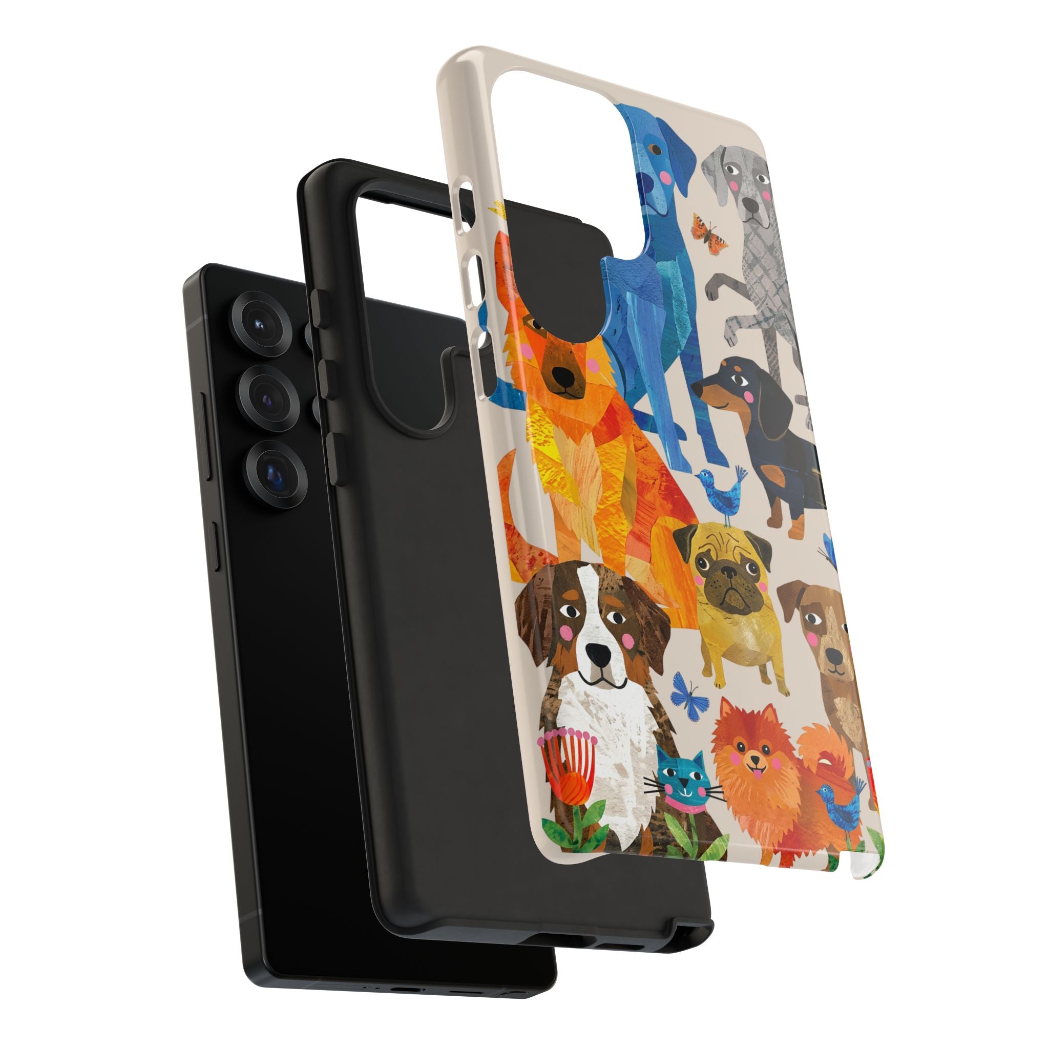 Colorful Dogs Pattern Samsung Galaxy Phone Case | Cute Watercolor Puppy Design Tough Case
