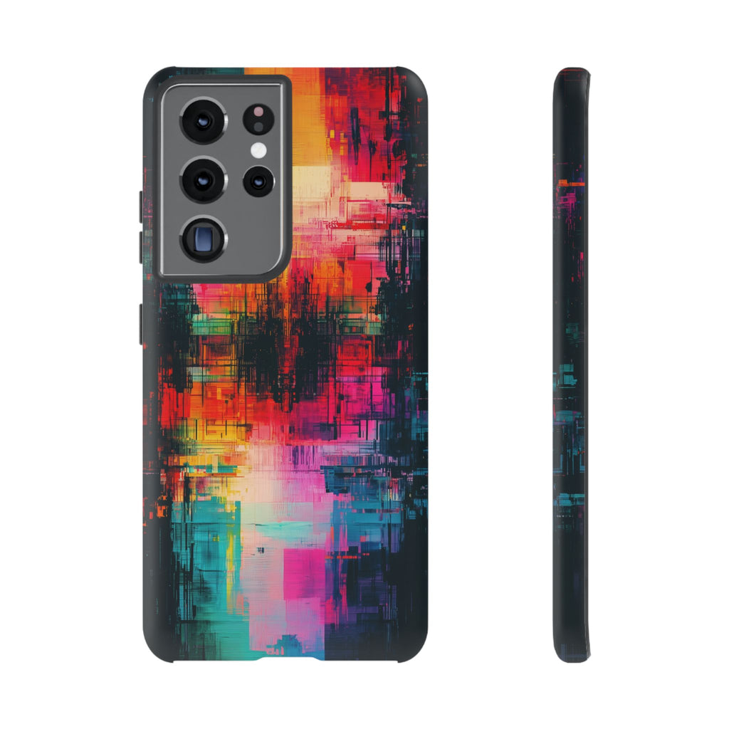 Abstract Neon Glitch Art Tough Samsung Galaxy Case