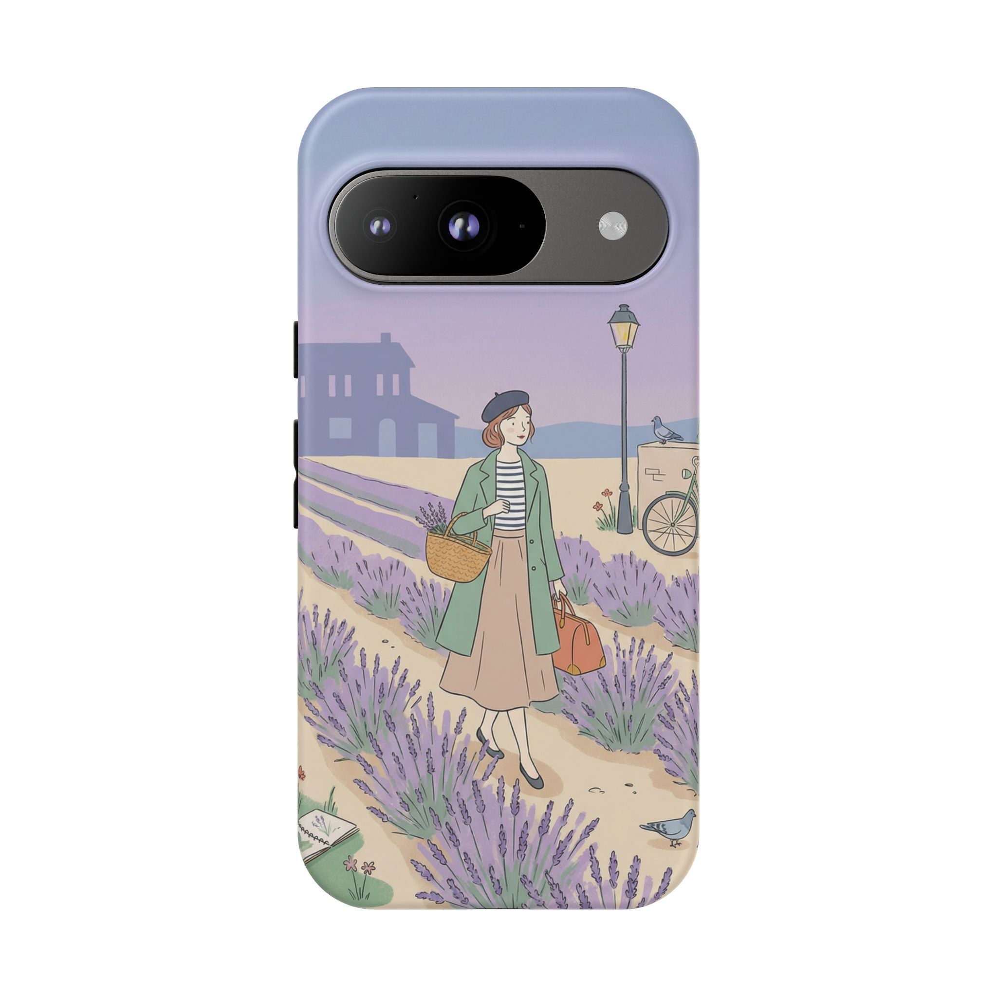 Lavender Field Google Pixel Phone Case | Vintage Travel Illustration Protective Case