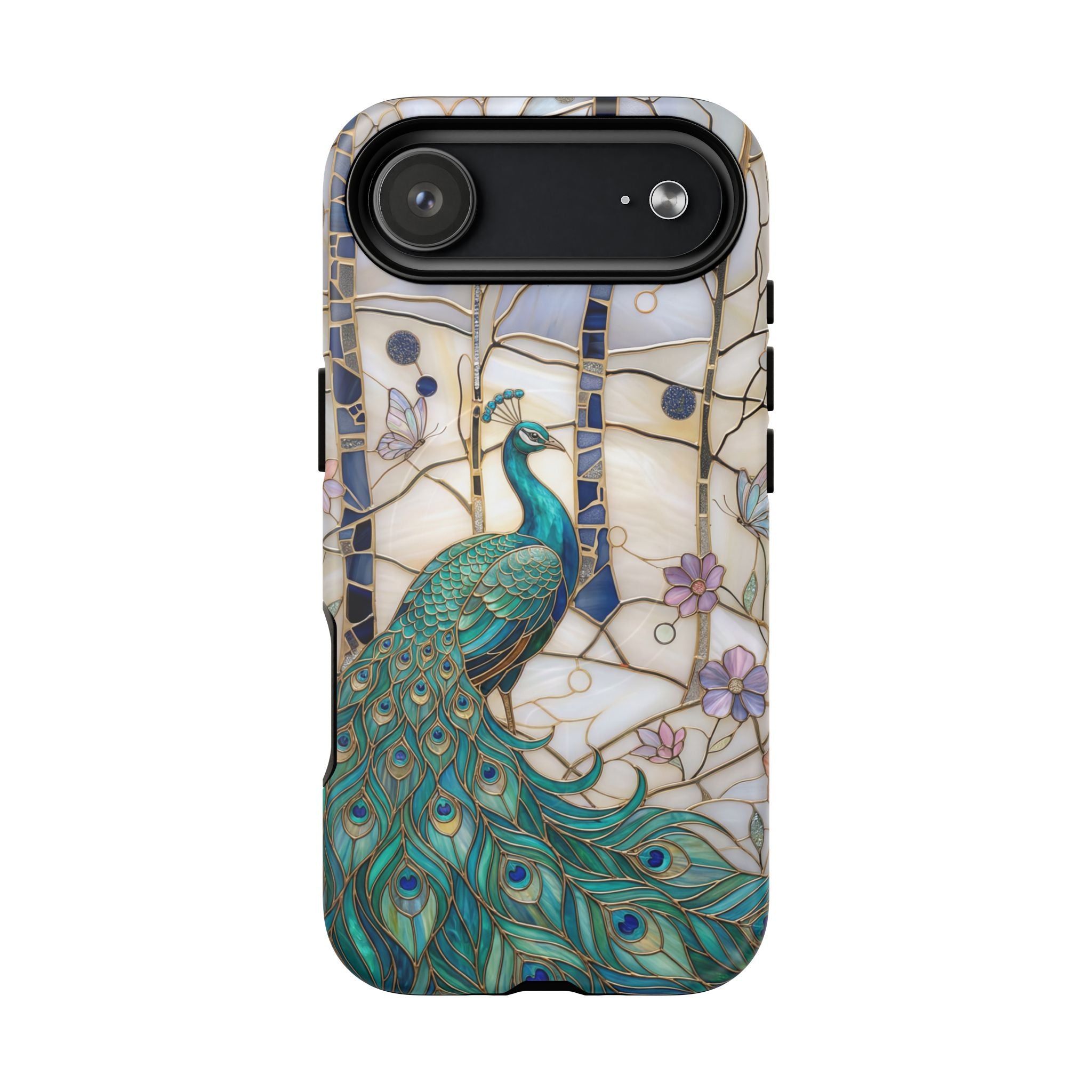 Peacock Stained Glass Tough MagSafe Phone Case
