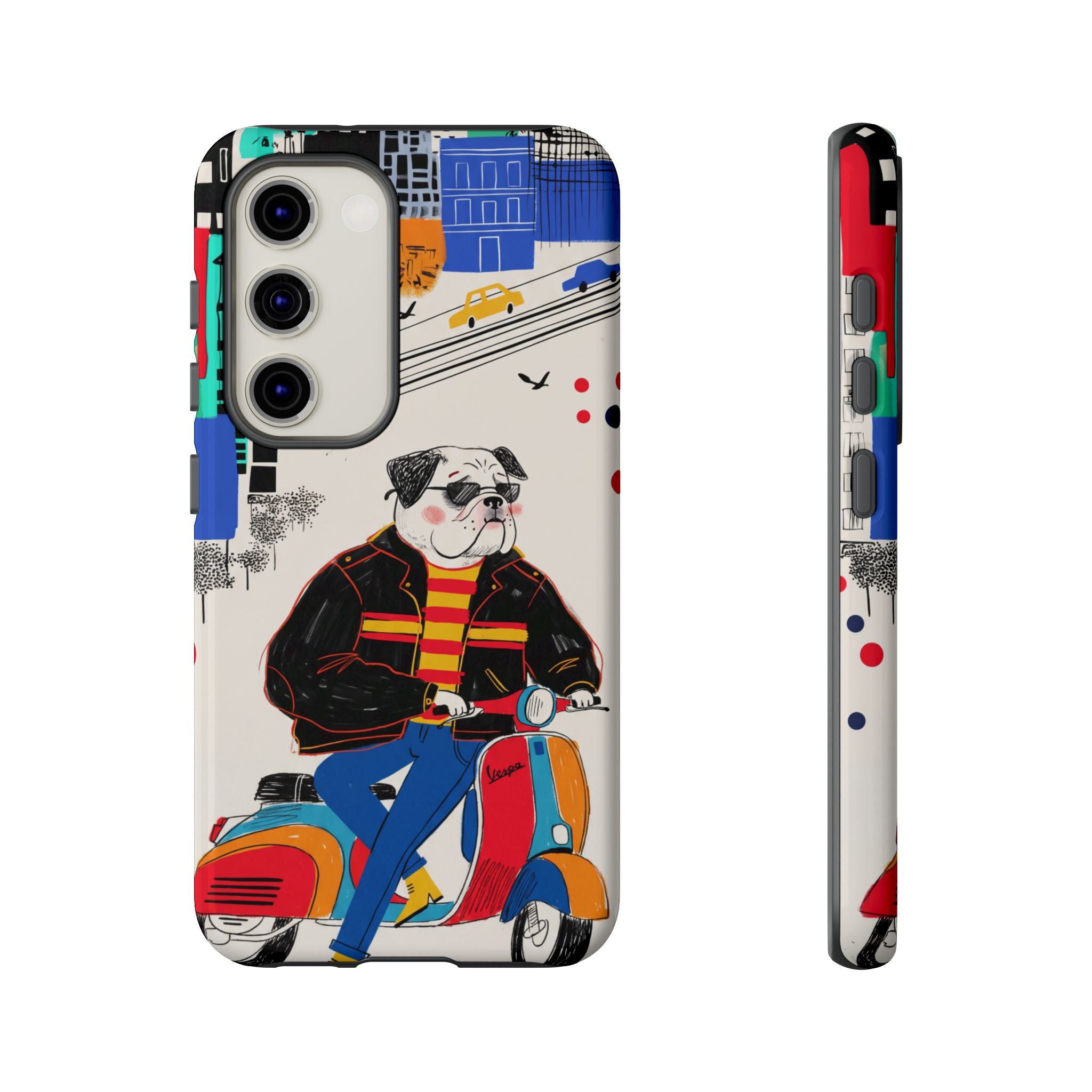 Bulldog Vespa Samsung Galaxy Phone Case | Retro Scooter Dog Protective Cover