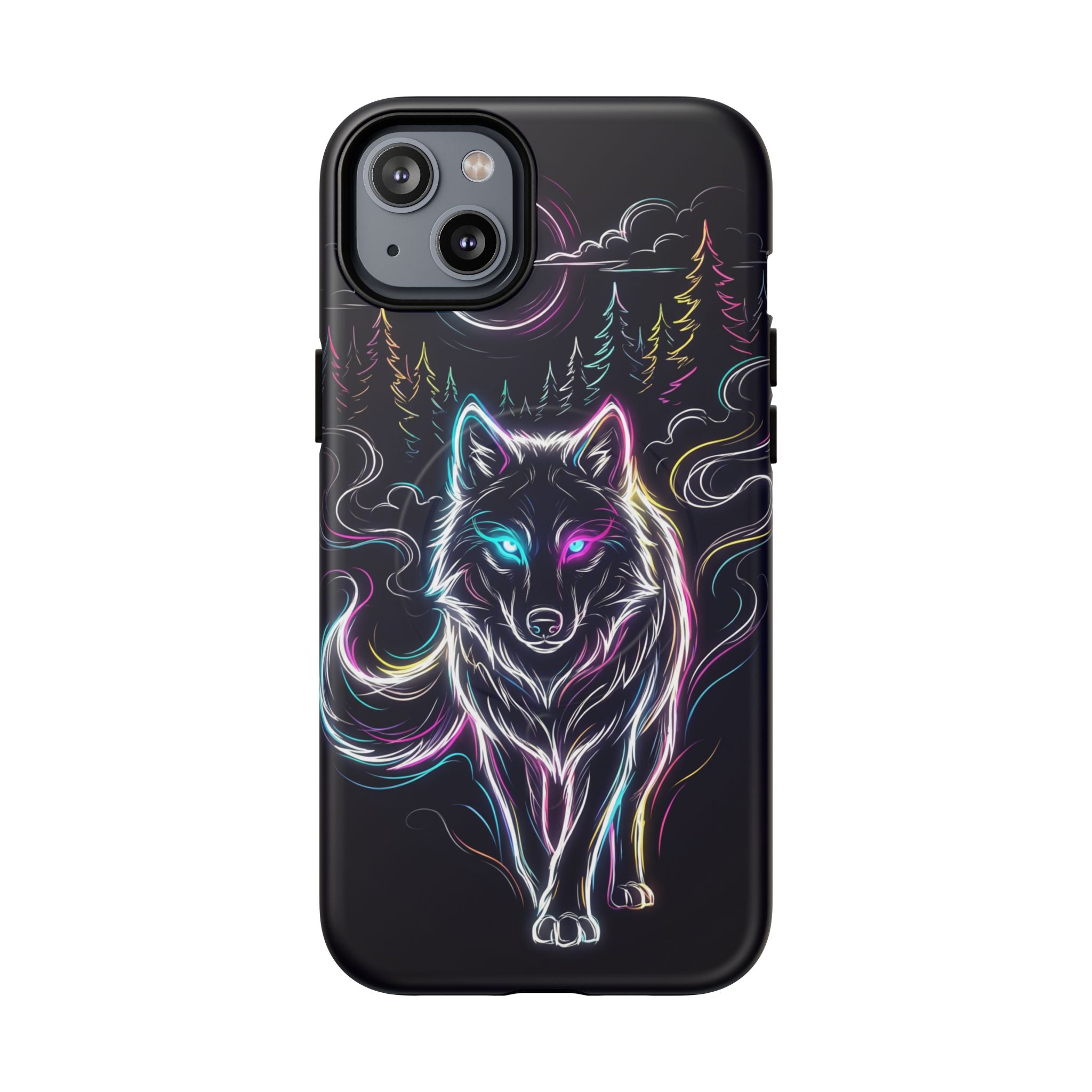 Neon Wolf MagSafe iPhone Case | Mystic Glow Protective Tough Case