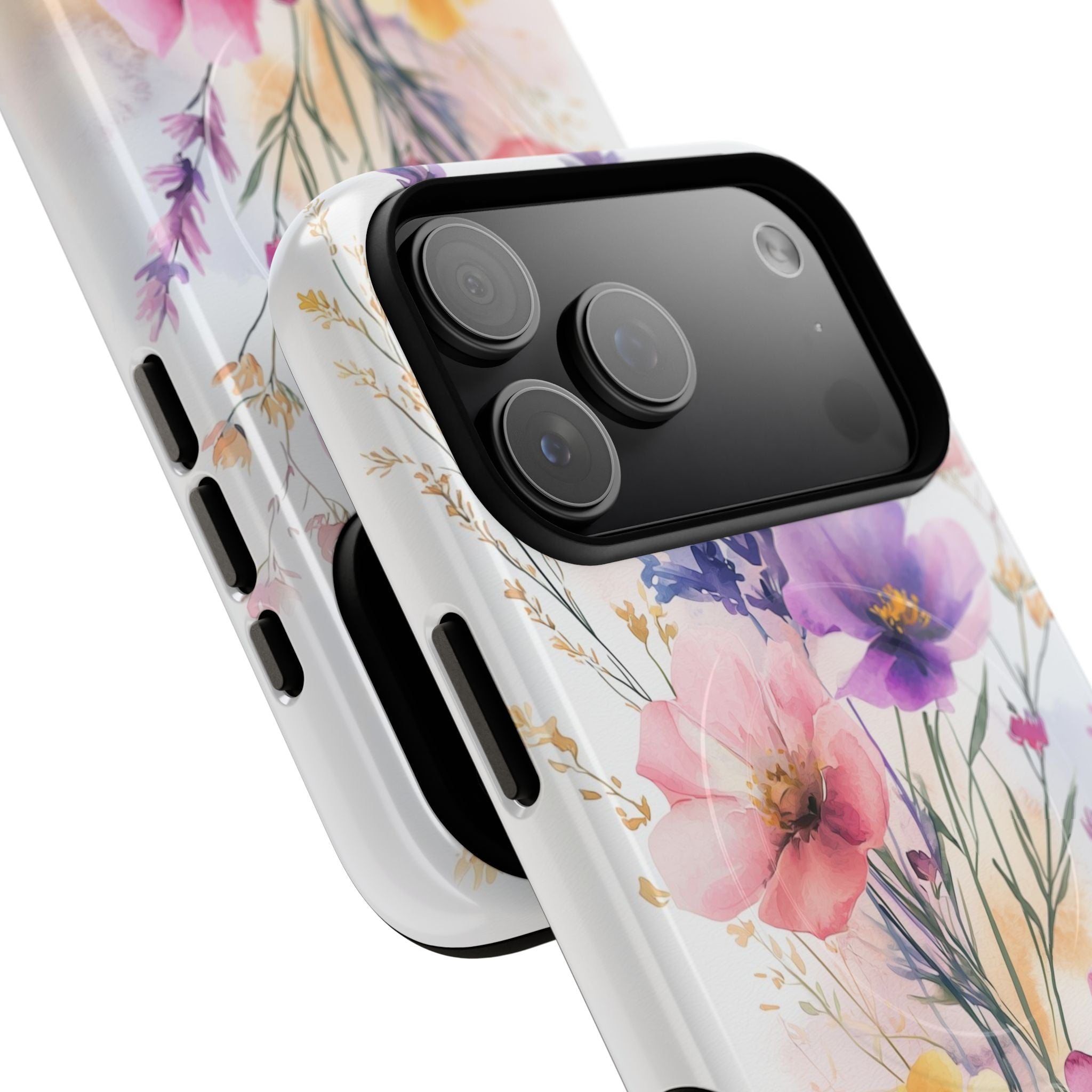 Custodia MagSafe per iPhone con motivo floreale ad acquerello | Bouquet pastello