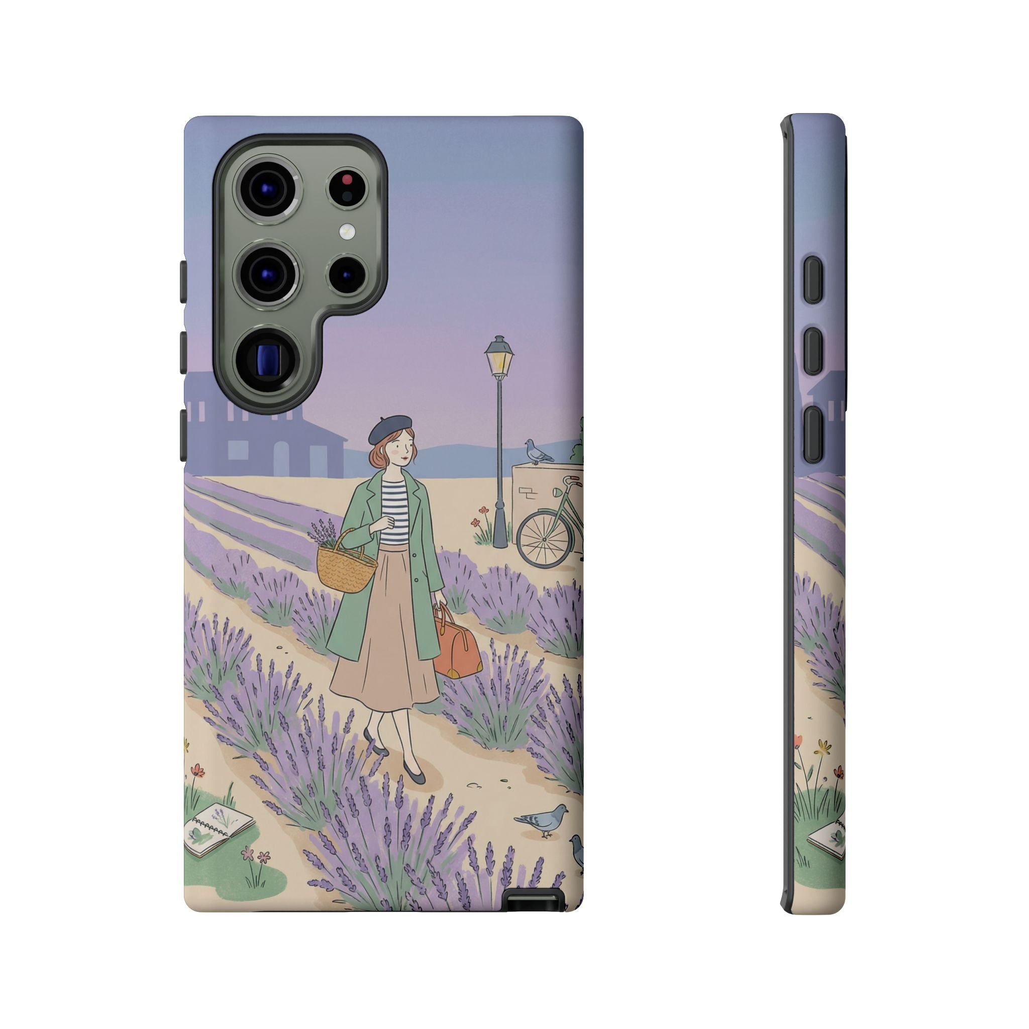 Lavender Field Samsung Galaxy Phone Case | Vintage Travel Illustration Protective Case